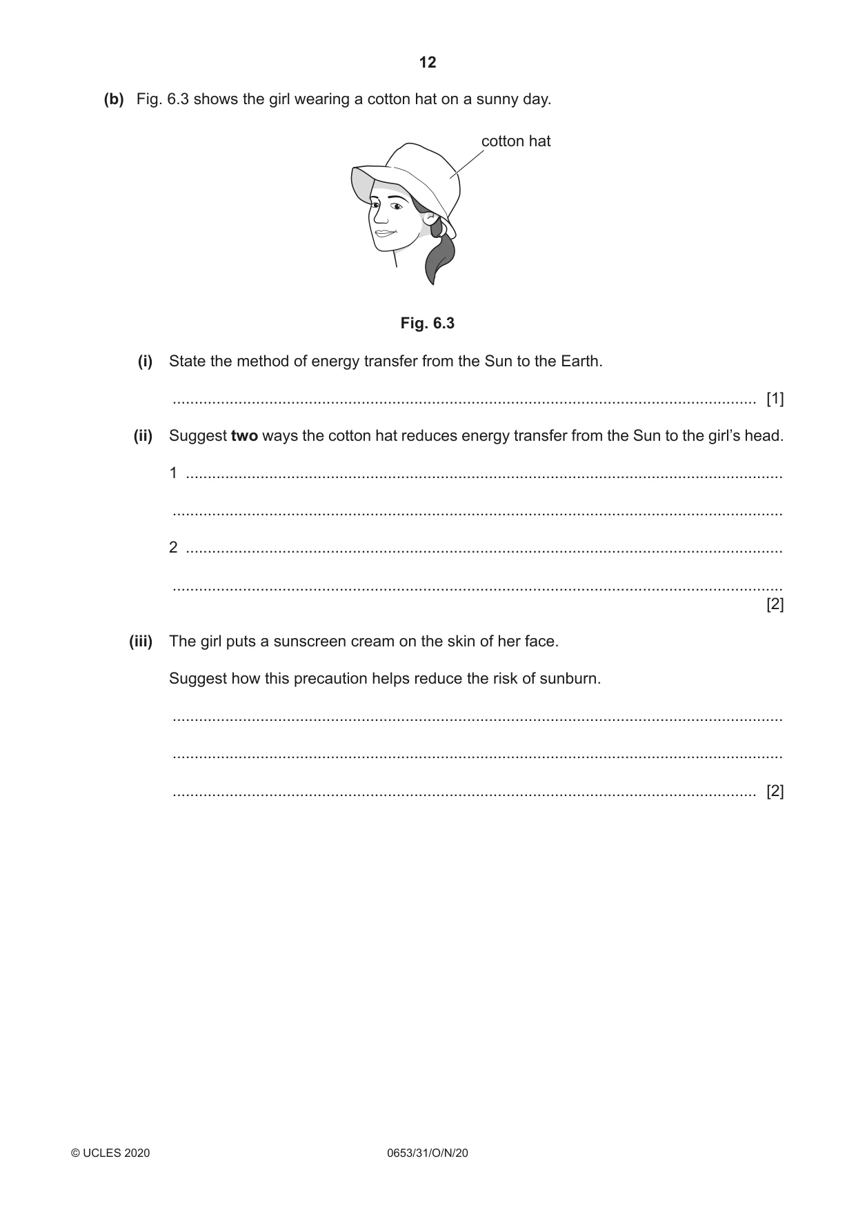 Cambridge IGCSE Science - Combined 0653 2020 Oct/Nov Paper 3 · Variant 1 question paper, page 12 of 20