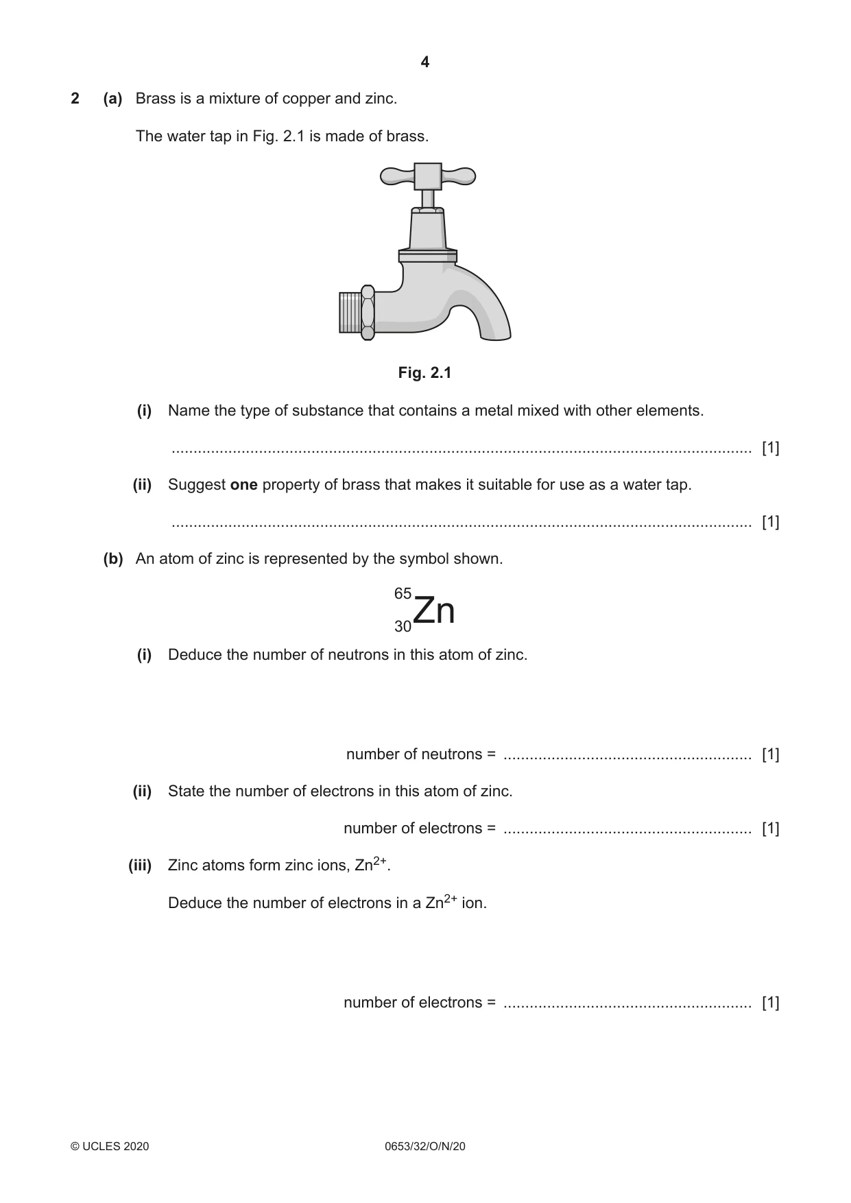 Cambridge IGCSE Science - Combined 0653 2020 Oct/Nov Paper 3 · Variant 2 question paper, page 4 of 20