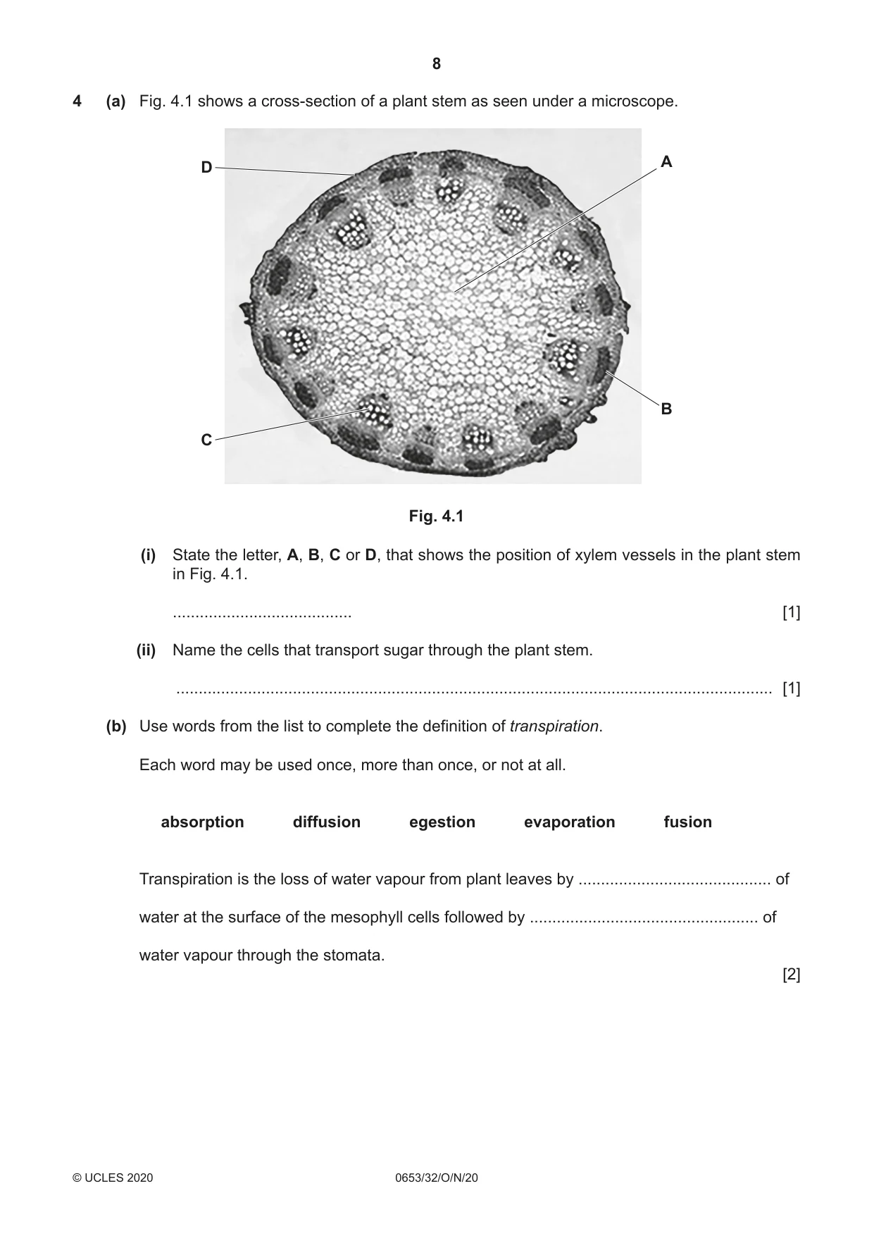 Cambridge IGCSE Science - Combined 0653 2020 Oct/Nov Paper 3 · Variant 2 question paper, page 8 of 20