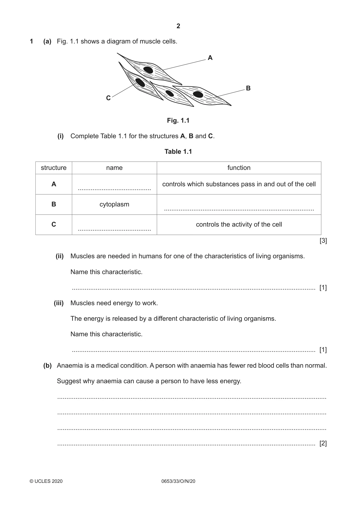 Cambridge IGCSE Science - Combined 0653 2020 Oct/Nov Paper 3 · Variant 3 question paper, page 2 of 20