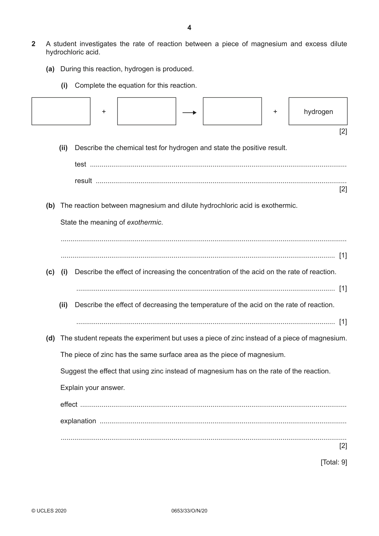 Cambridge IGCSE Science - Combined 0653 2020 Oct/Nov Paper 3 · Variant 3 question paper, page 4 of 20