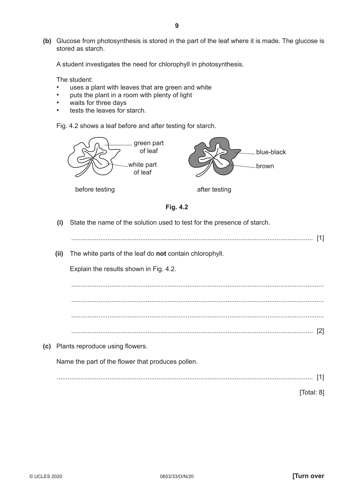 Cambridge IGCSE Science - Combined 0653 2020 Oct/Nov Paper 3 · Variant 3 question paper, page 9 of 20