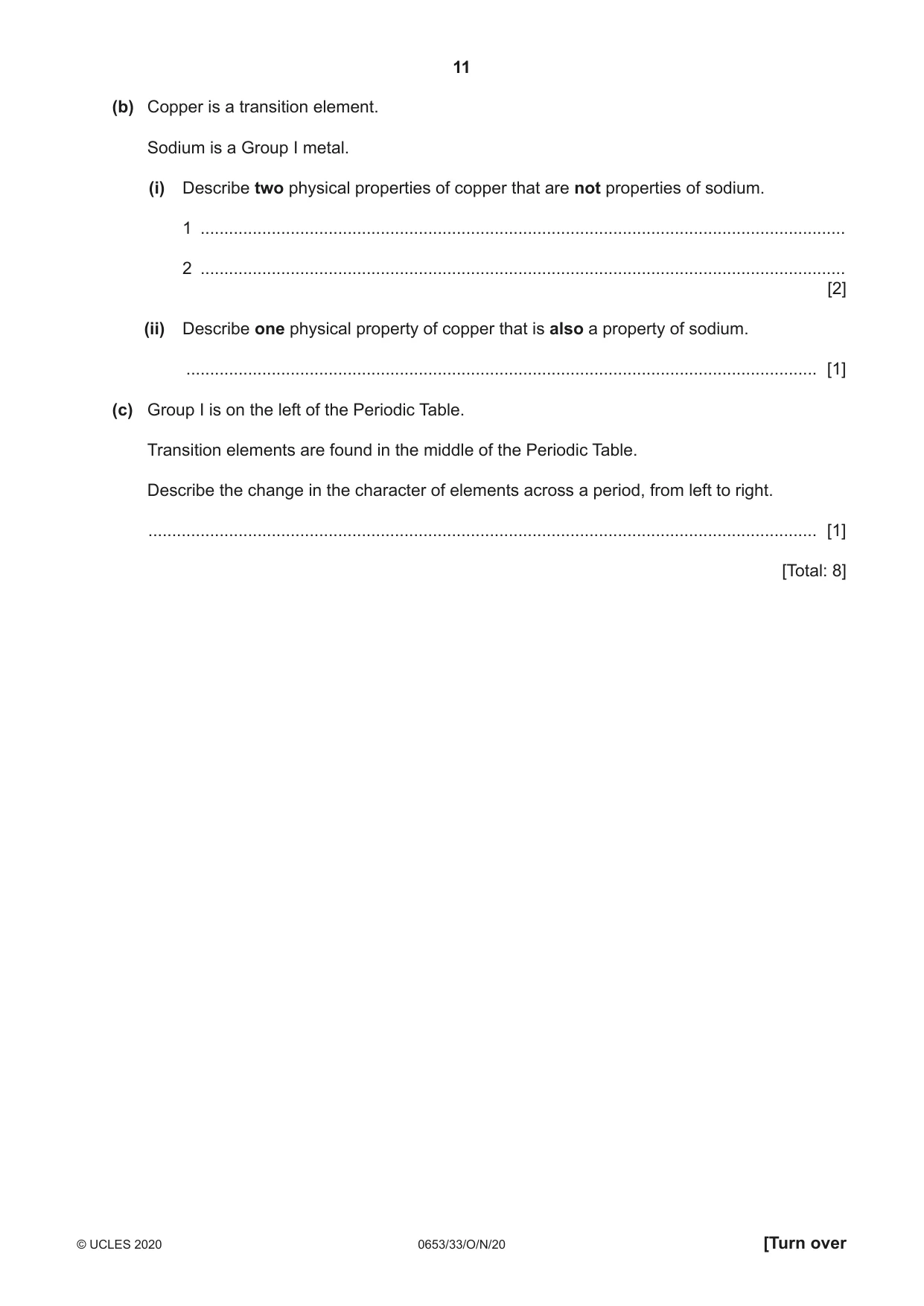 Cambridge IGCSE Science - Combined 0653 2020 Oct/Nov Paper 3 · Variant 3 question paper, page 11 of 20