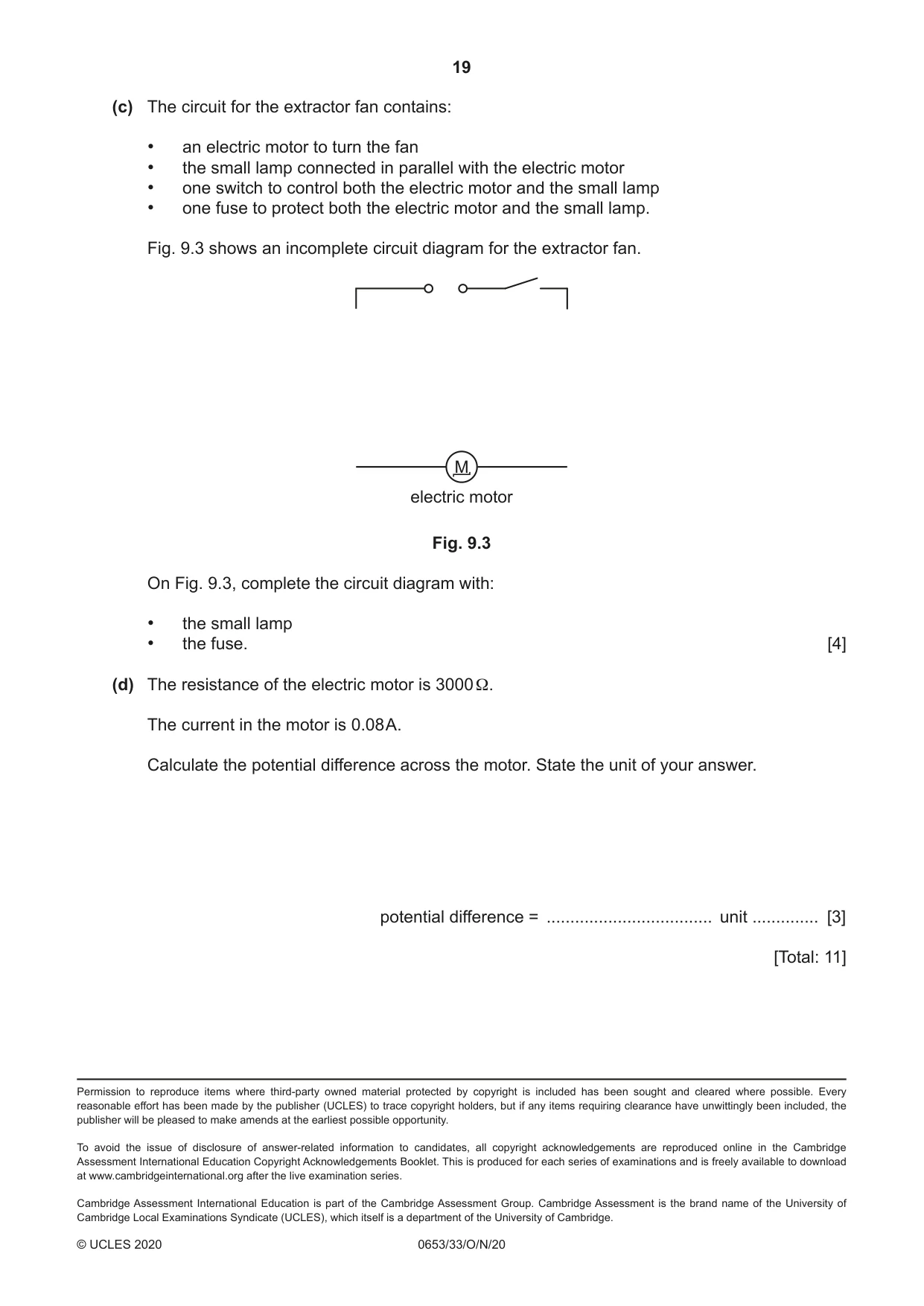 Cambridge IGCSE Science - Combined 0653 2020 Oct/Nov Paper 3 · Variant 3 question paper, page 19 of 20