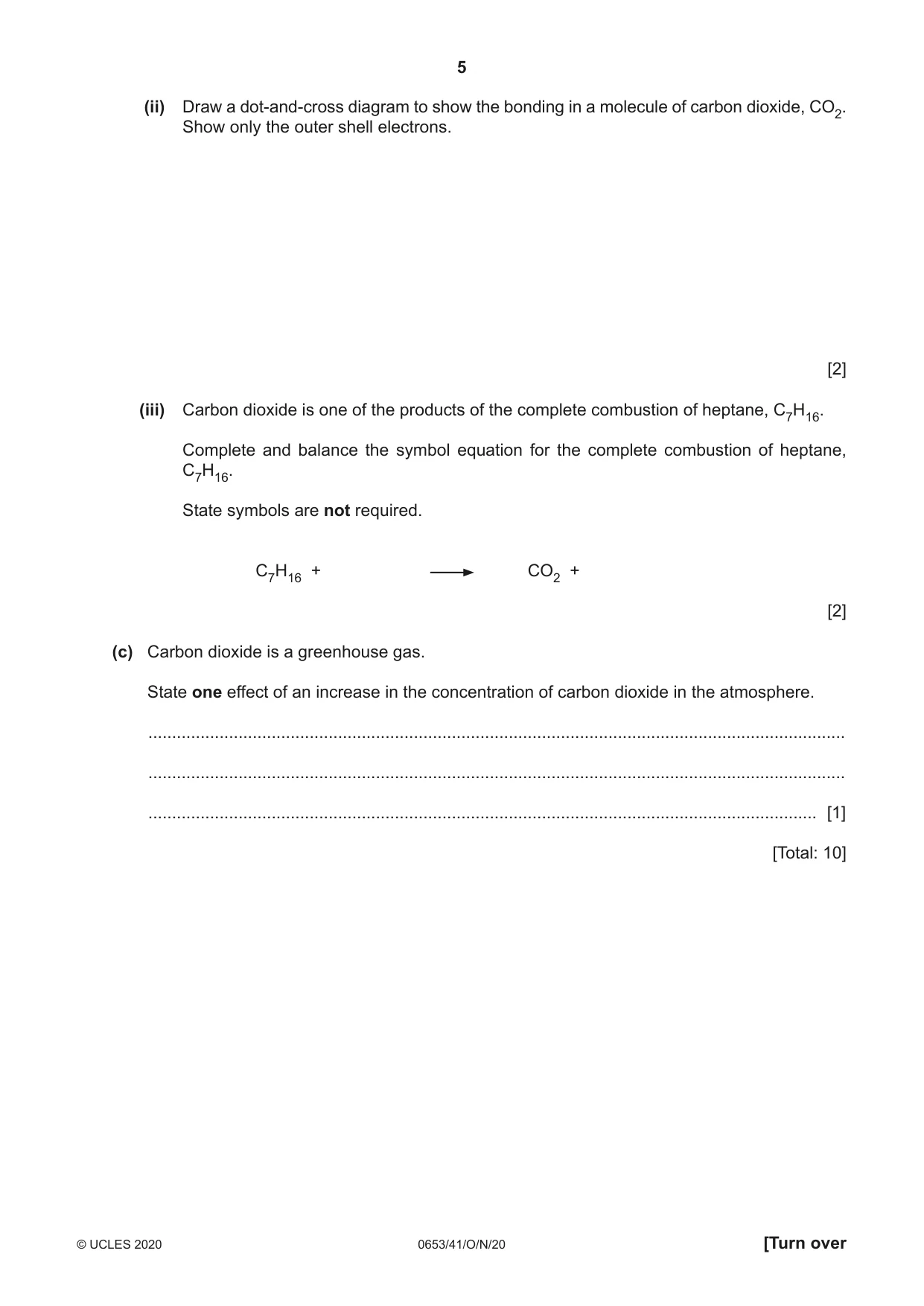 Cambridge IGCSE Science - Combined 0653 2020 Oct/Nov Paper 4 · Variant 1 question paper, page 5 of 20