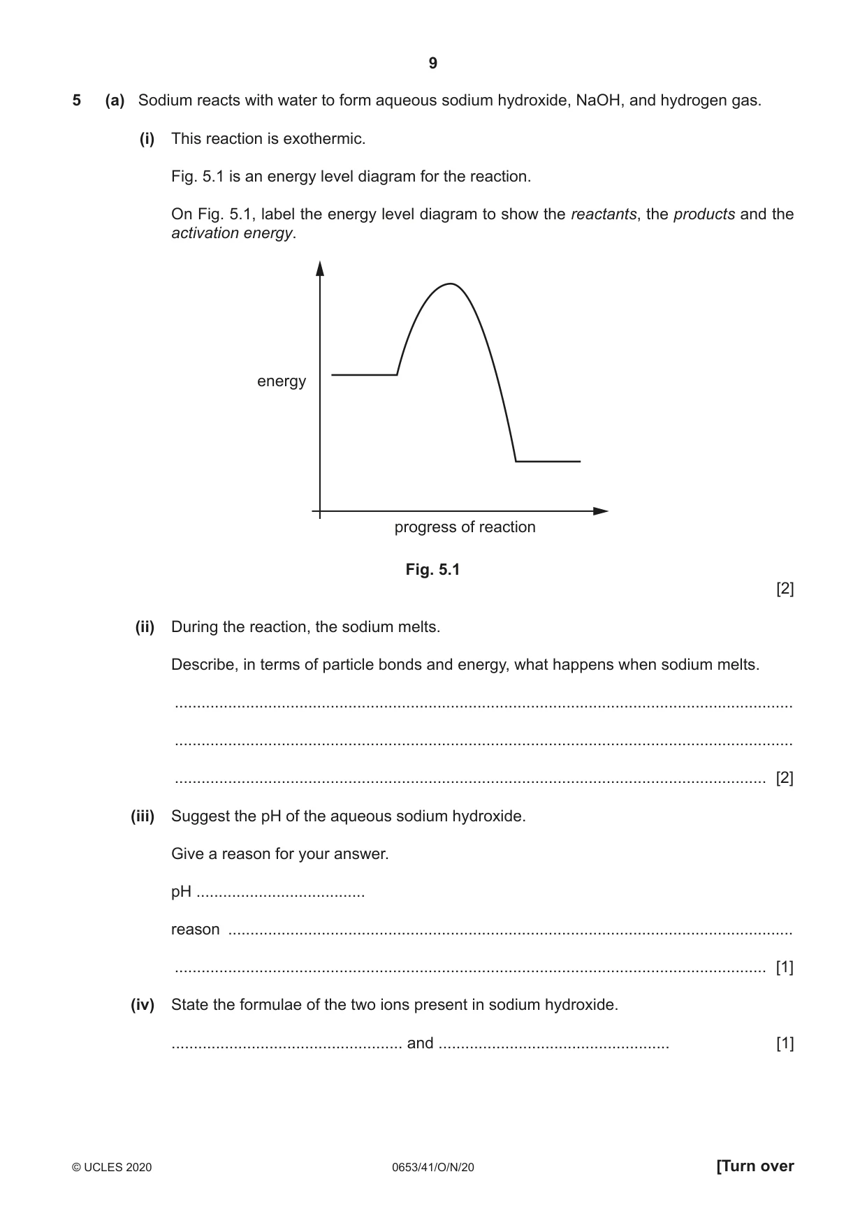 Cambridge IGCSE Science - Combined 0653 2020 Oct/Nov Paper 4 · Variant 1 question paper, page 9 of 20