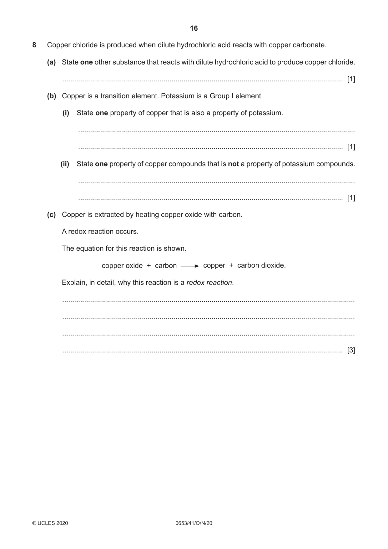 Cambridge IGCSE Science - Combined 0653 2020 Oct/Nov Paper 4 · Variant 1 question paper, page 16 of 20