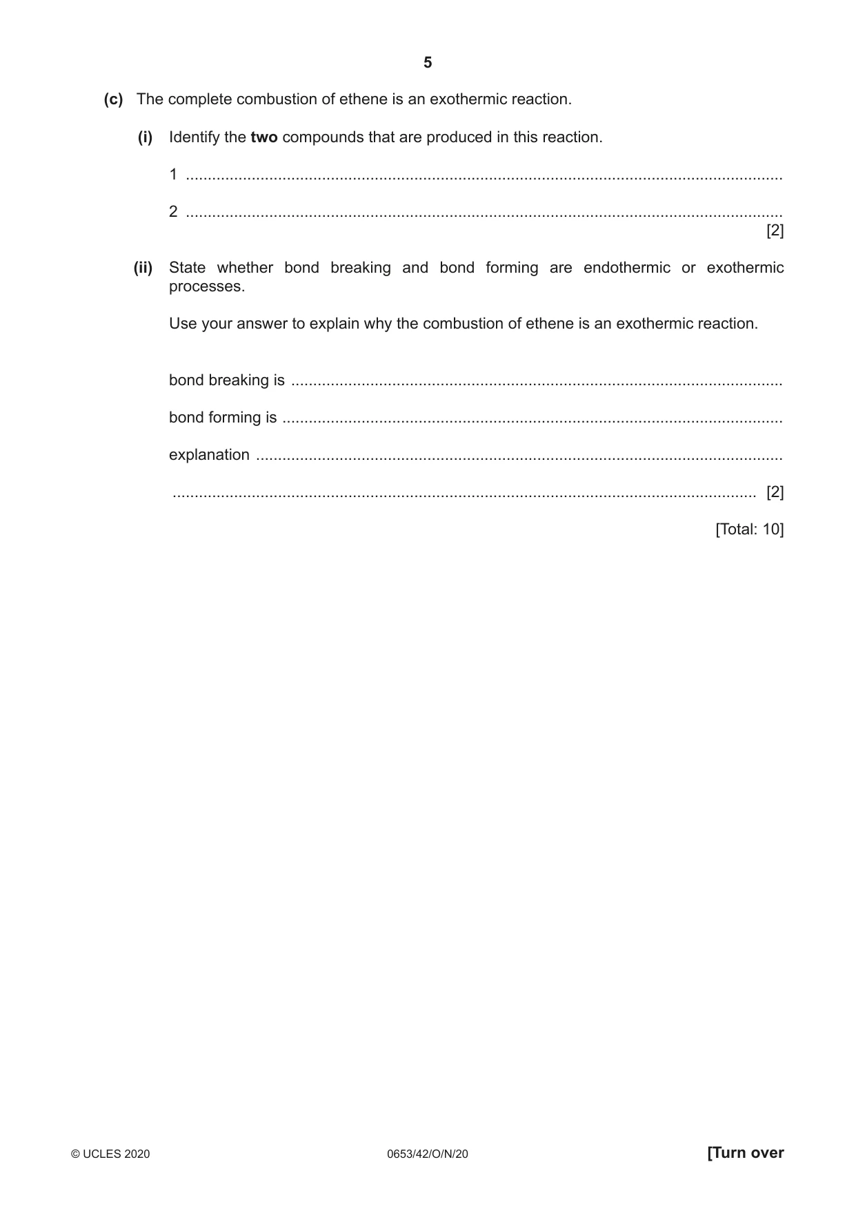 Cambridge IGCSE Science - Combined 0653 2020 Oct/Nov Paper 4 · Variant 2 question paper, page 5 of 24