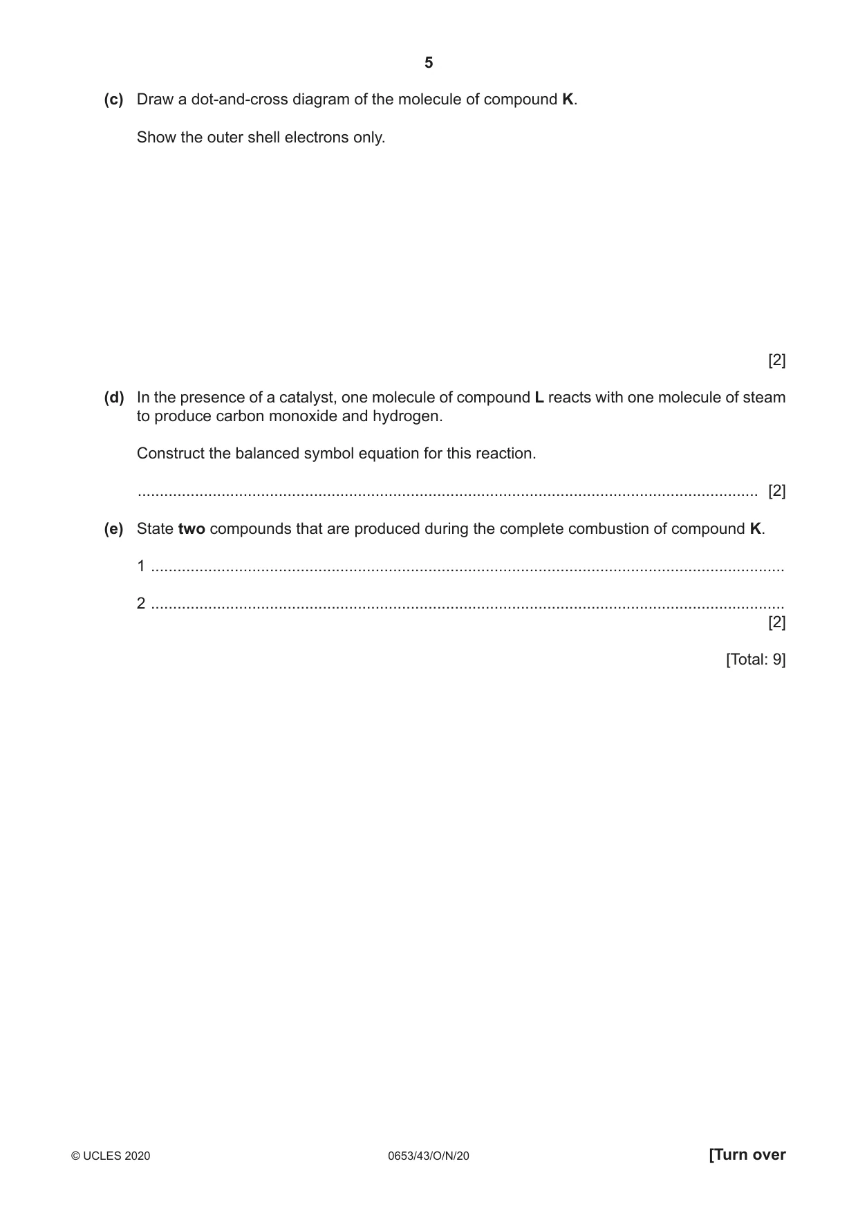 Cambridge IGCSE Science - Combined 0653 2020 Oct/Nov Paper 4 · Variant 3 question paper, page 5 of 24