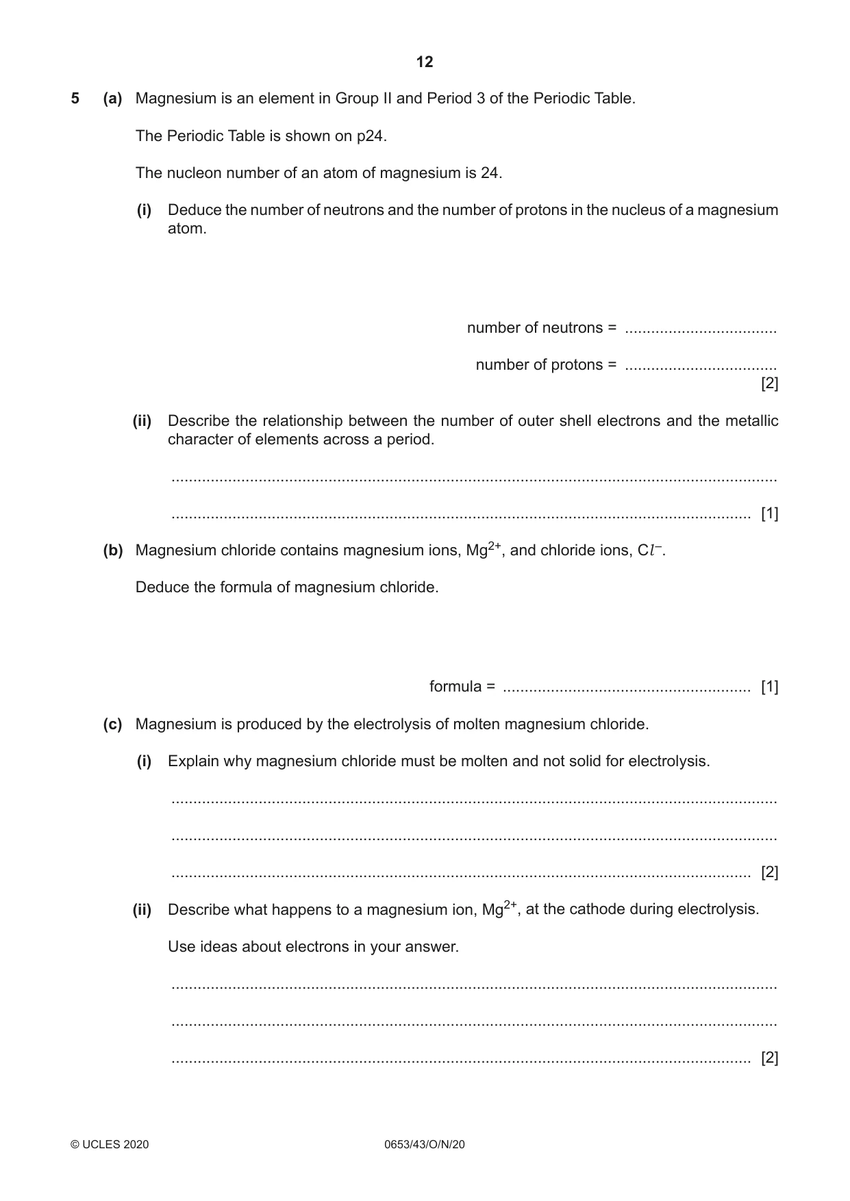 Cambridge IGCSE Science - Combined 0653 2020 Oct/Nov Paper 4 · Variant 3 question paper, page 12 of 24