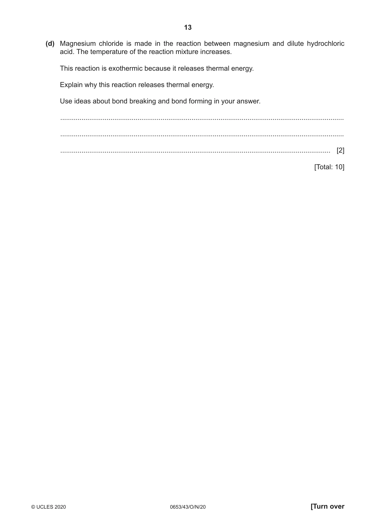 Cambridge IGCSE Science - Combined 0653 2020 Oct/Nov Paper 4 · Variant 3 question paper, page 13 of 24