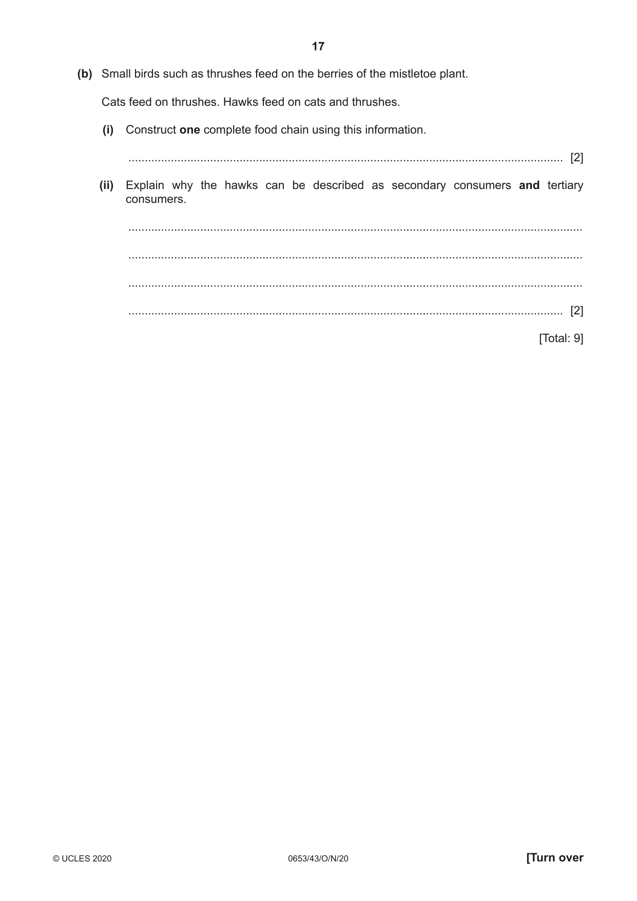 Cambridge IGCSE Science - Combined 0653 2020 Oct/Nov Paper 4 · Variant 3 question paper, page 17 of 24