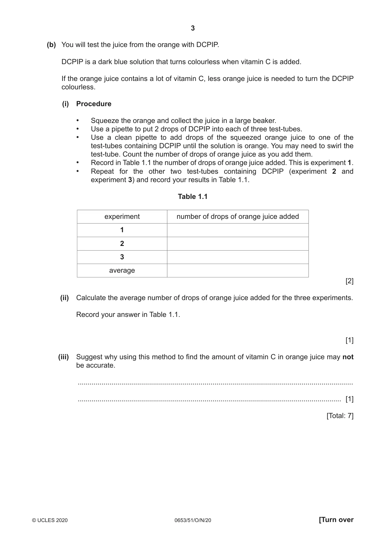 Cambridge IGCSE Science - Combined 0653 2020 Oct/Nov Paper 5 · Variant 1 question paper, page 3 of 16
