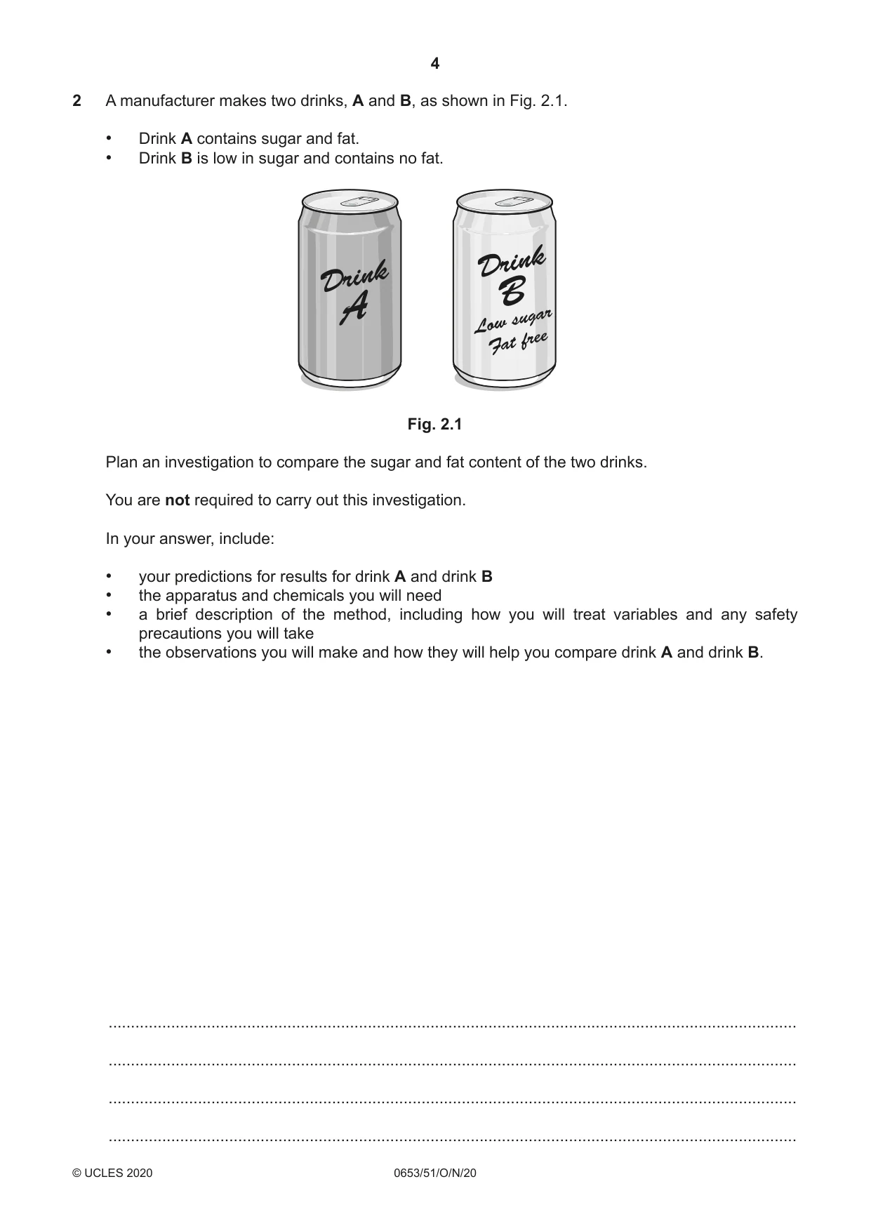 Cambridge IGCSE Science - Combined 0653 2020 Oct/Nov Paper 5 · Variant 1 question paper, page 4 of 16