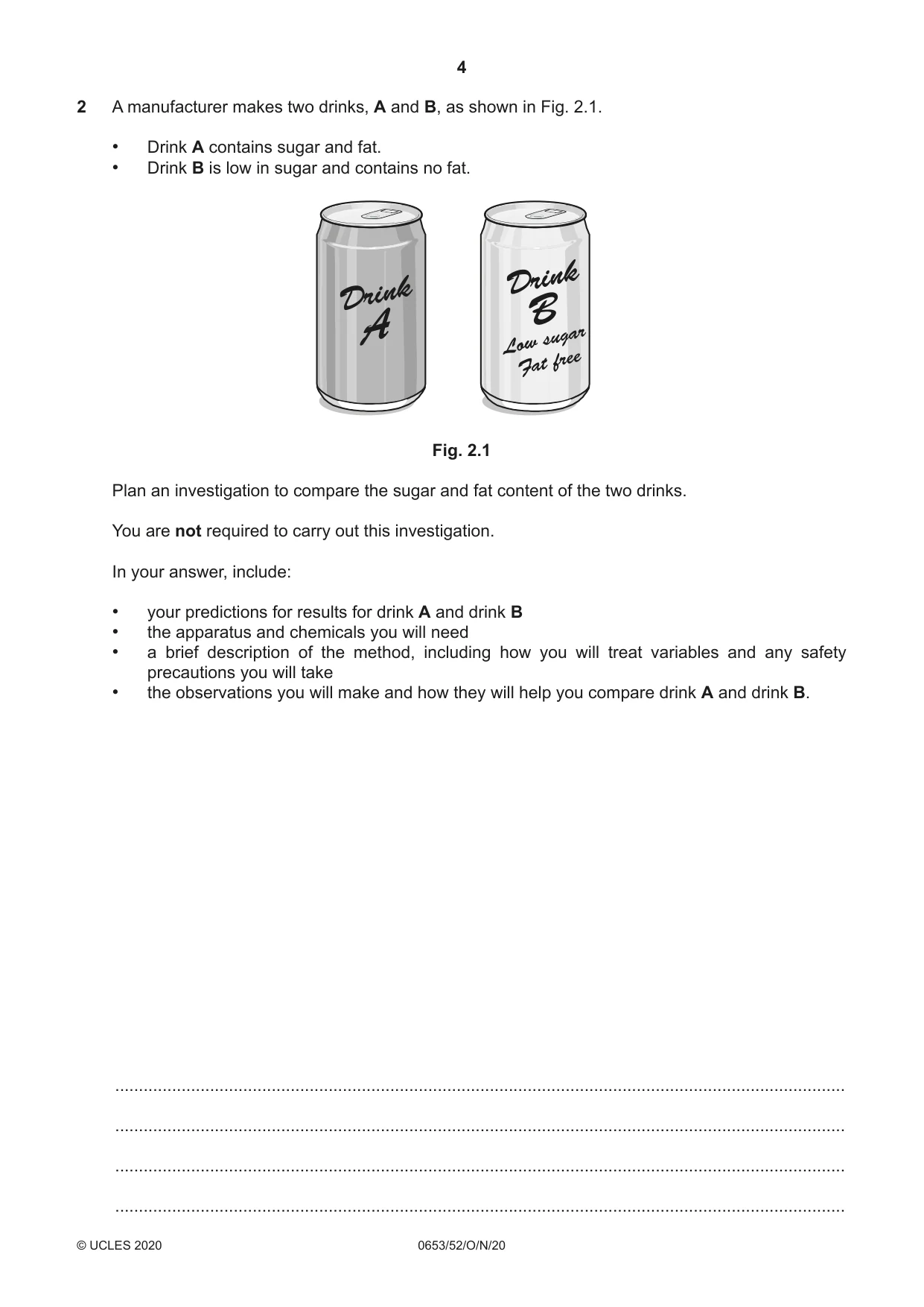 Cambridge IGCSE Science - Combined 0653 2020 Oct/Nov Paper 5 · Variant 2 question paper, page 4 of 16