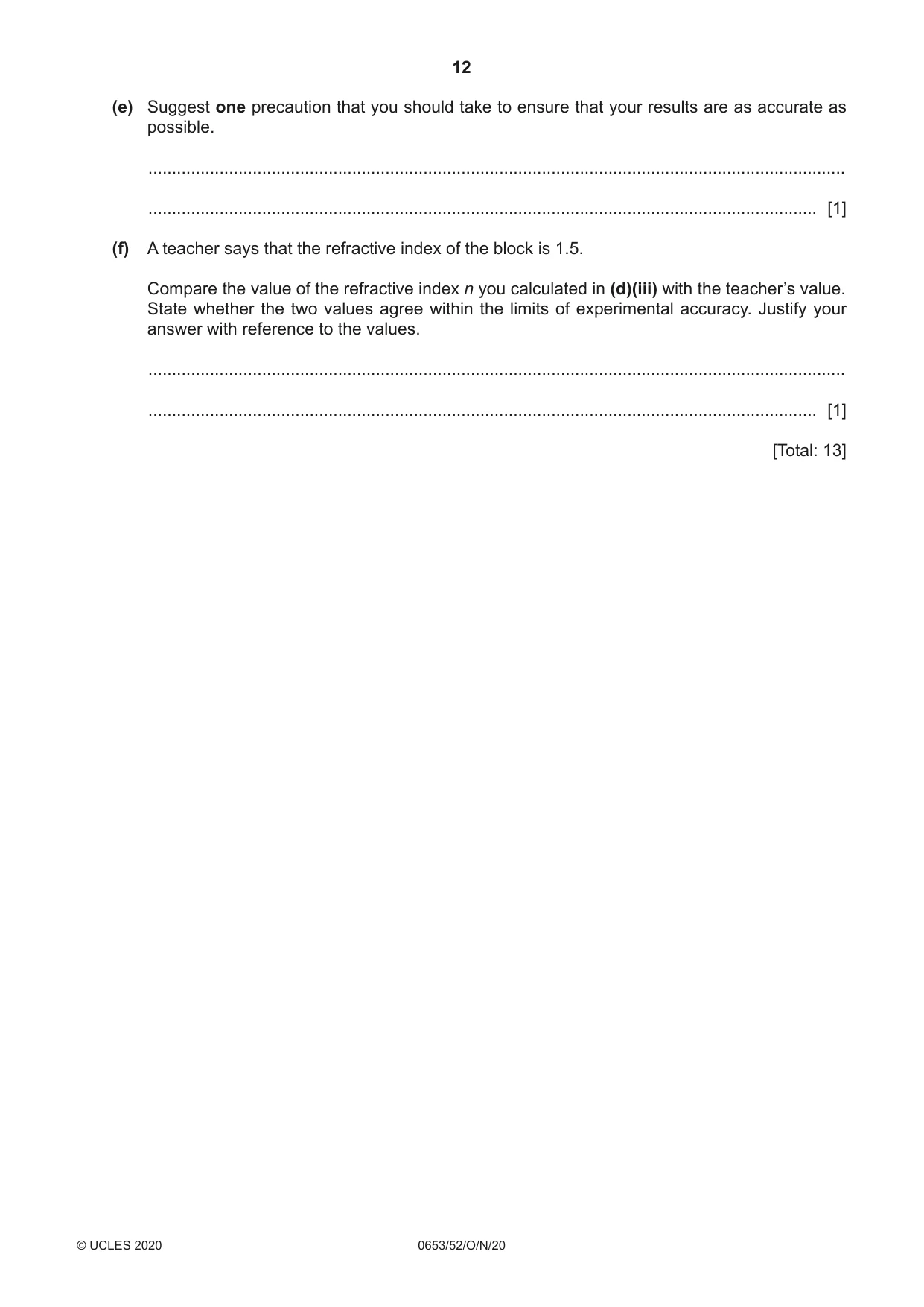 Cambridge IGCSE Science - Combined 0653 2020 Oct/Nov Paper 5 · Variant 2 question paper, page 12 of 16