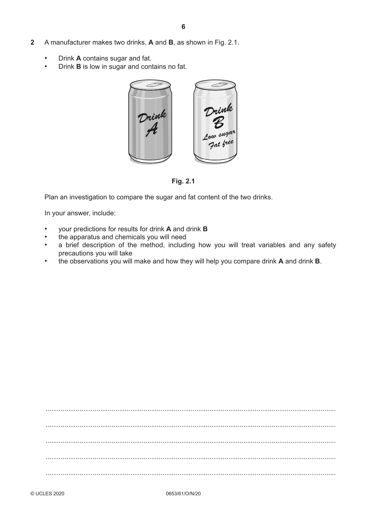 Cambridge IGCSE Science - Combined 0653 2020 Oct/Nov Paper 6 · Variant 1 question paper, page 6 of 16