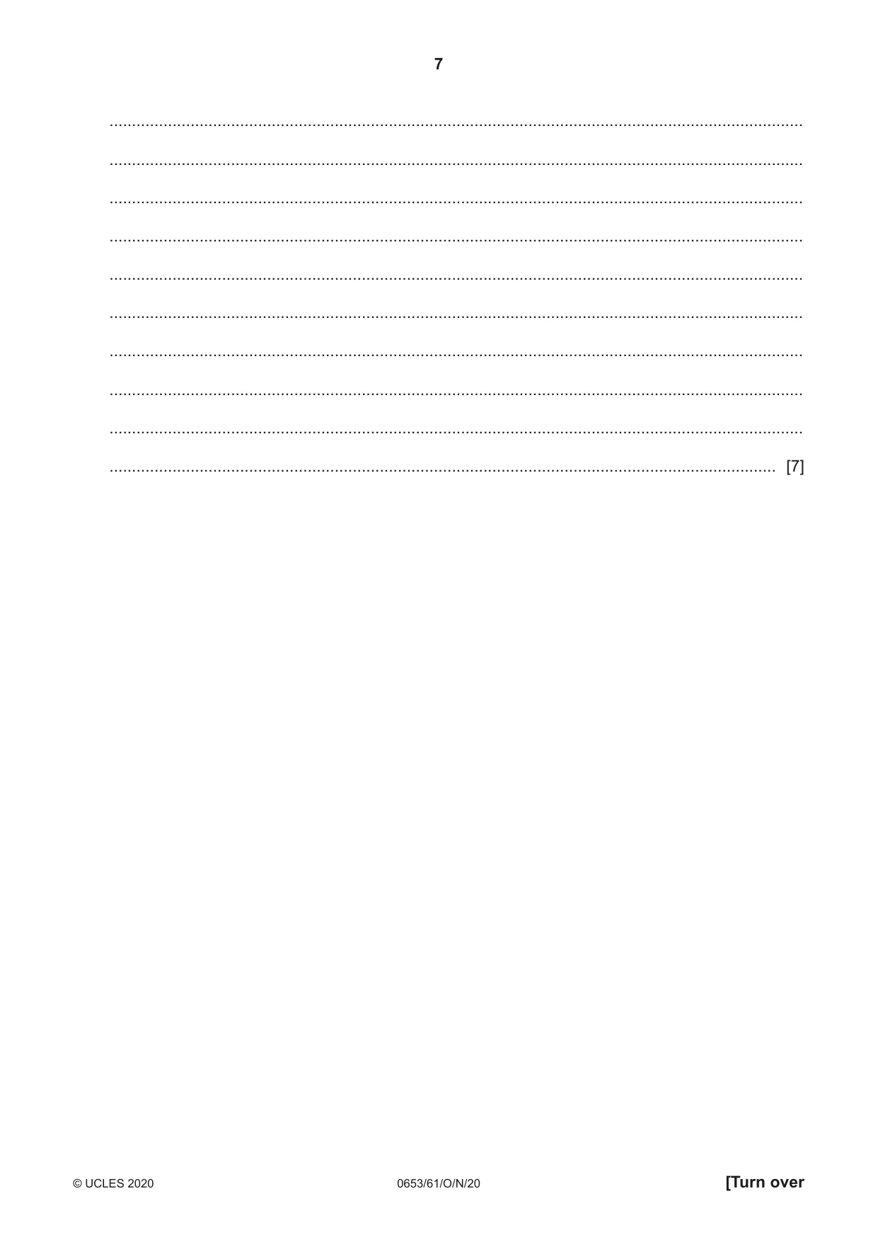 Cambridge IGCSE Science - Combined 0653 2020 Oct/Nov Paper 6 · Variant 1 question paper, page 7 of 16