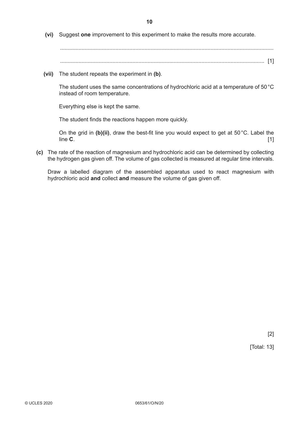Cambridge IGCSE Science - Combined 0653 2020 Oct/Nov Paper 6 · Variant 1 question paper, page 10 of 16