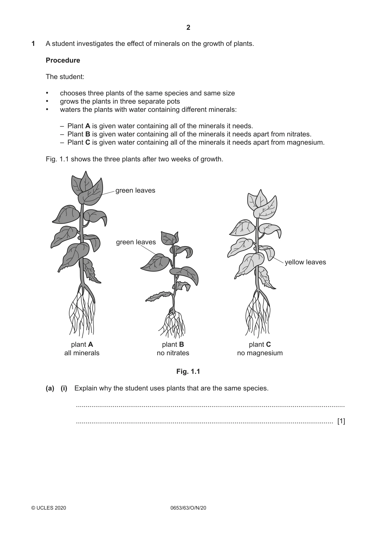 Cambridge IGCSE Science - Combined 0653 2020 Oct/Nov Paper 6 · Variant 3 question paper, page 2 of 16