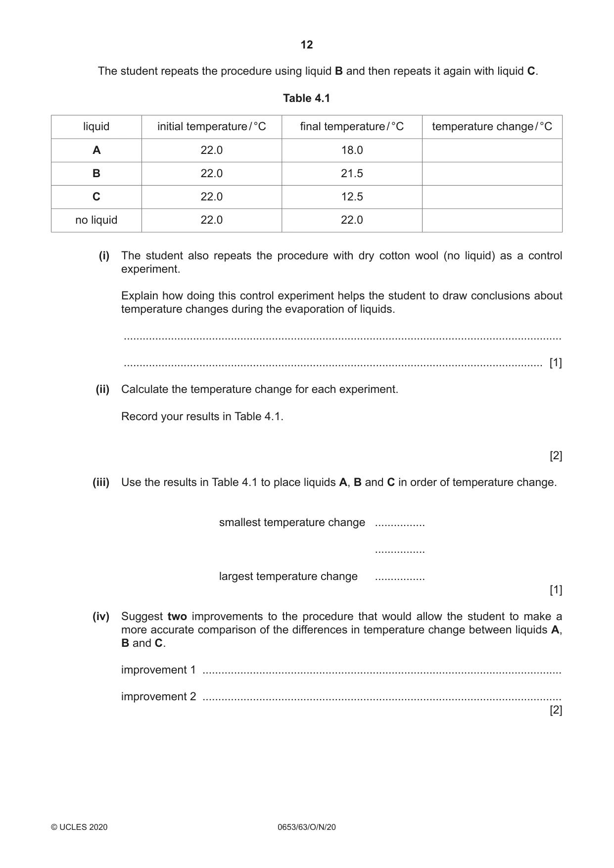 Cambridge IGCSE Science - Combined 0653 2020 Oct/Nov Paper 6 · Variant 3 question paper, page 12 of 16