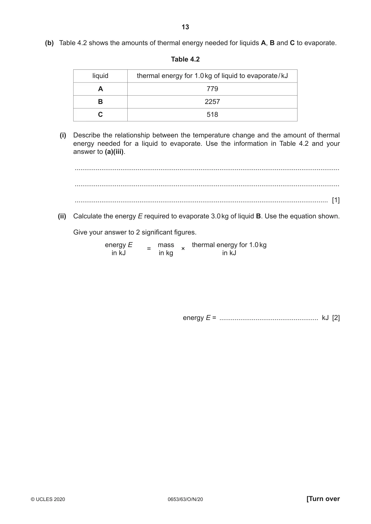 Cambridge IGCSE Science - Combined 0653 2020 Oct/Nov Paper 6 · Variant 3 question paper, page 13 of 16