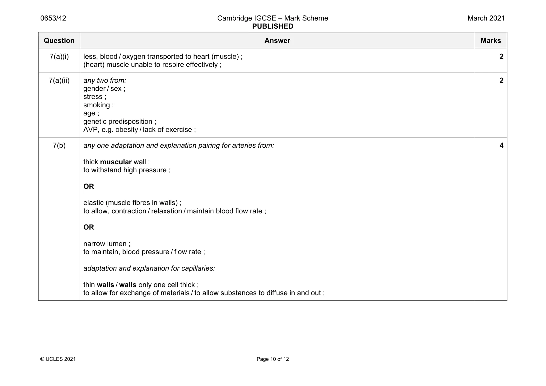 Mark scheme, page 10 of 12