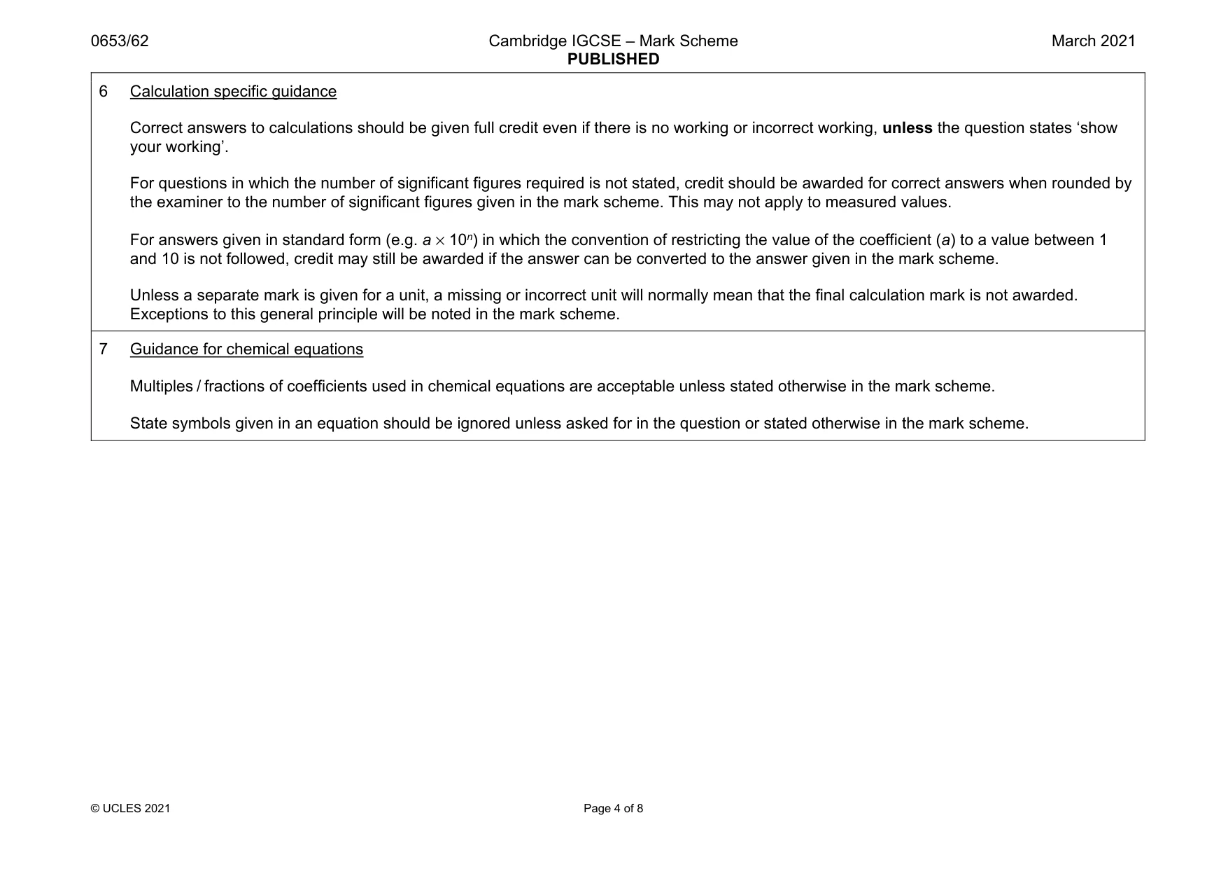 Mark scheme, page 4 of 8