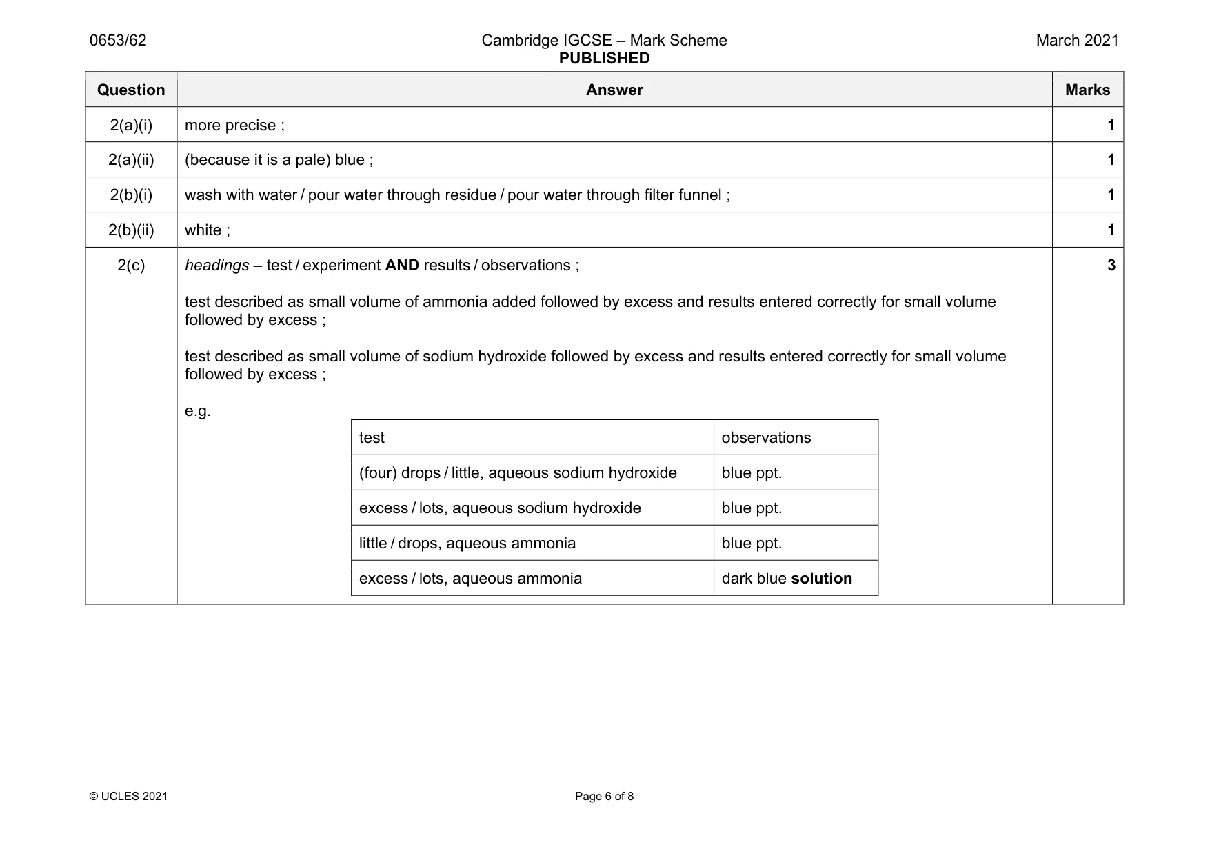 Mark scheme, page 6 of 8