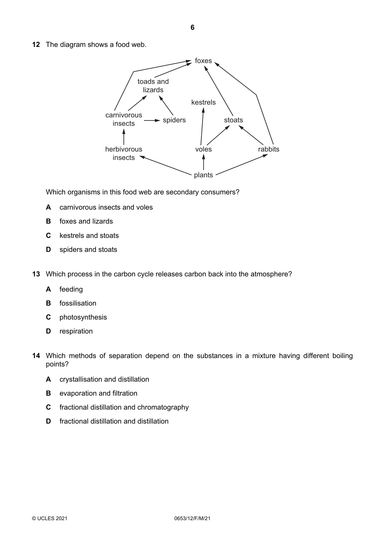 Cambridge IGCSE Science - Combined 0653 2021 Feb/March Paper 1 · Variant 2 question paper, page 6 of 16