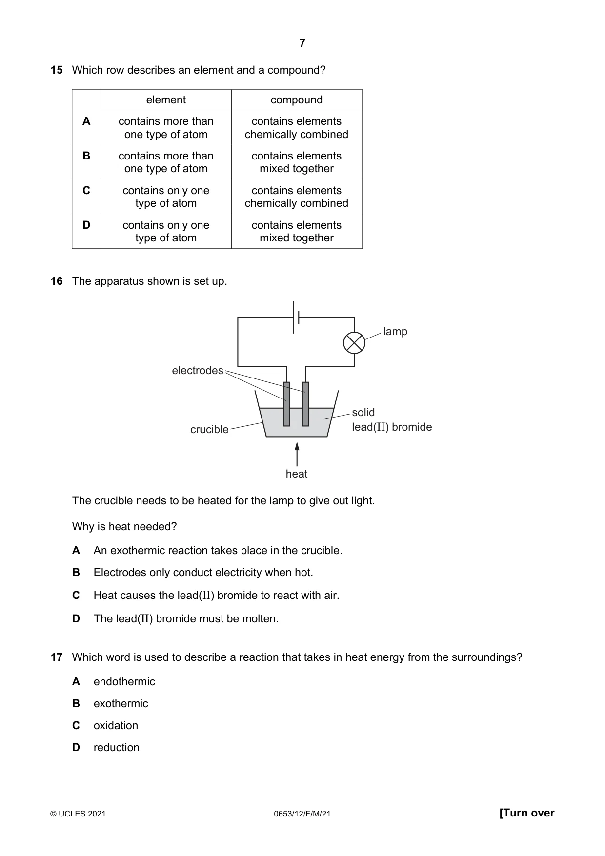 Cambridge IGCSE Science - Combined 0653 2021 Feb/March Paper 1 · Variant 2 question paper, page 7 of 16