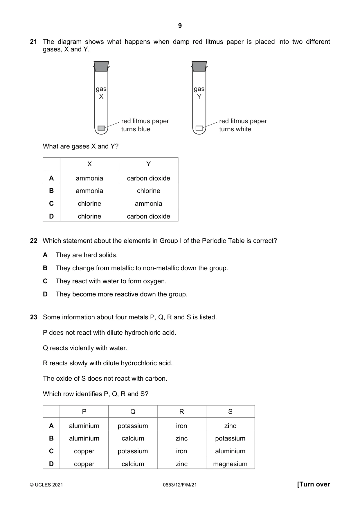 Cambridge IGCSE Science - Combined 0653 2021 Feb/March Paper 1 · Variant 2 question paper, page 9 of 16