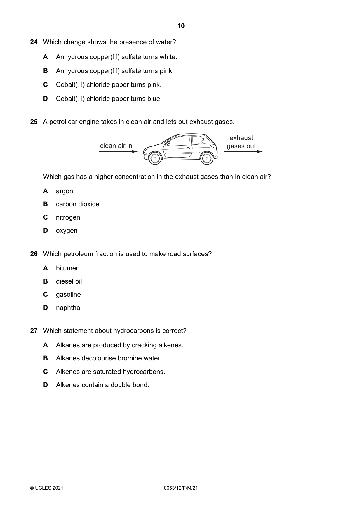 Cambridge IGCSE Science - Combined 0653 2021 Feb/March Paper 1 · Variant 2 question paper, page 10 of 16