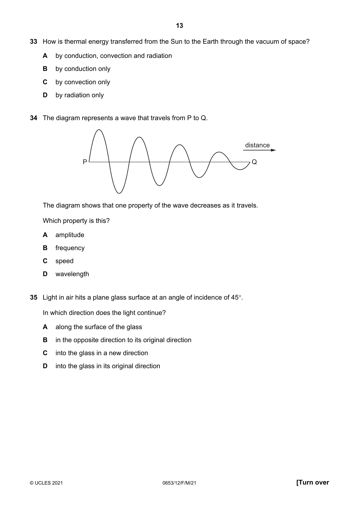 Cambridge IGCSE Science - Combined 0653 2021 Feb/March Paper 1 · Variant 2 question paper, page 13 of 16