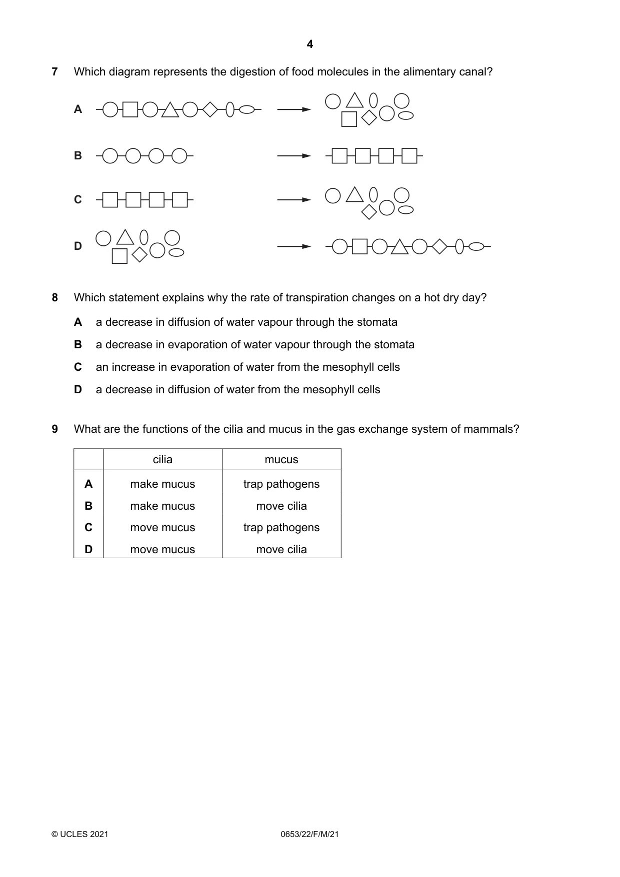 Cambridge IGCSE Science - Combined 0653 2021 Feb/March Paper 2 · Variant 2 question paper, page 4 of 20