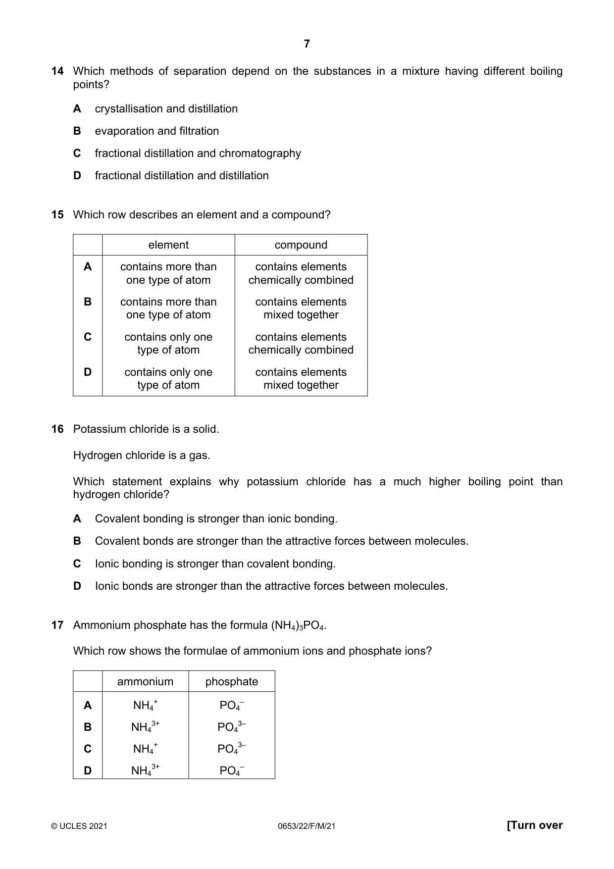 Cambridge IGCSE Science - Combined 0653 2021 Feb/March Paper 2 · Variant 2 question paper, page 7 of 20
