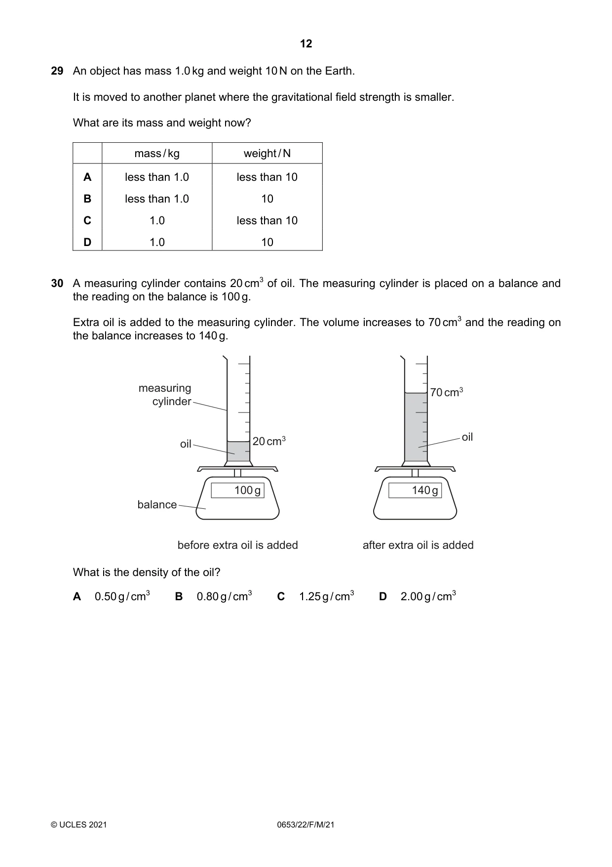 Cambridge IGCSE Science - Combined 0653 2021 Feb/March Paper 2 · Variant 2 question paper, page 12 of 20