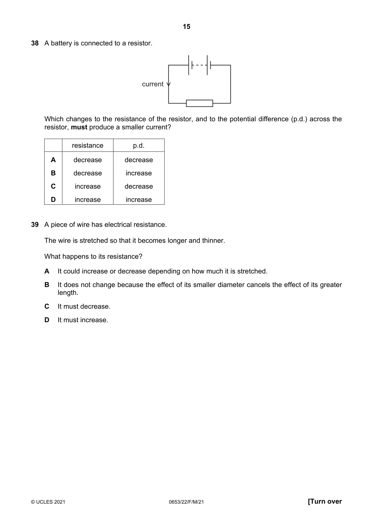 Cambridge IGCSE Science - Combined 0653 2021 Feb/March Paper 2 · Variant 2 question paper, page 15 of 20