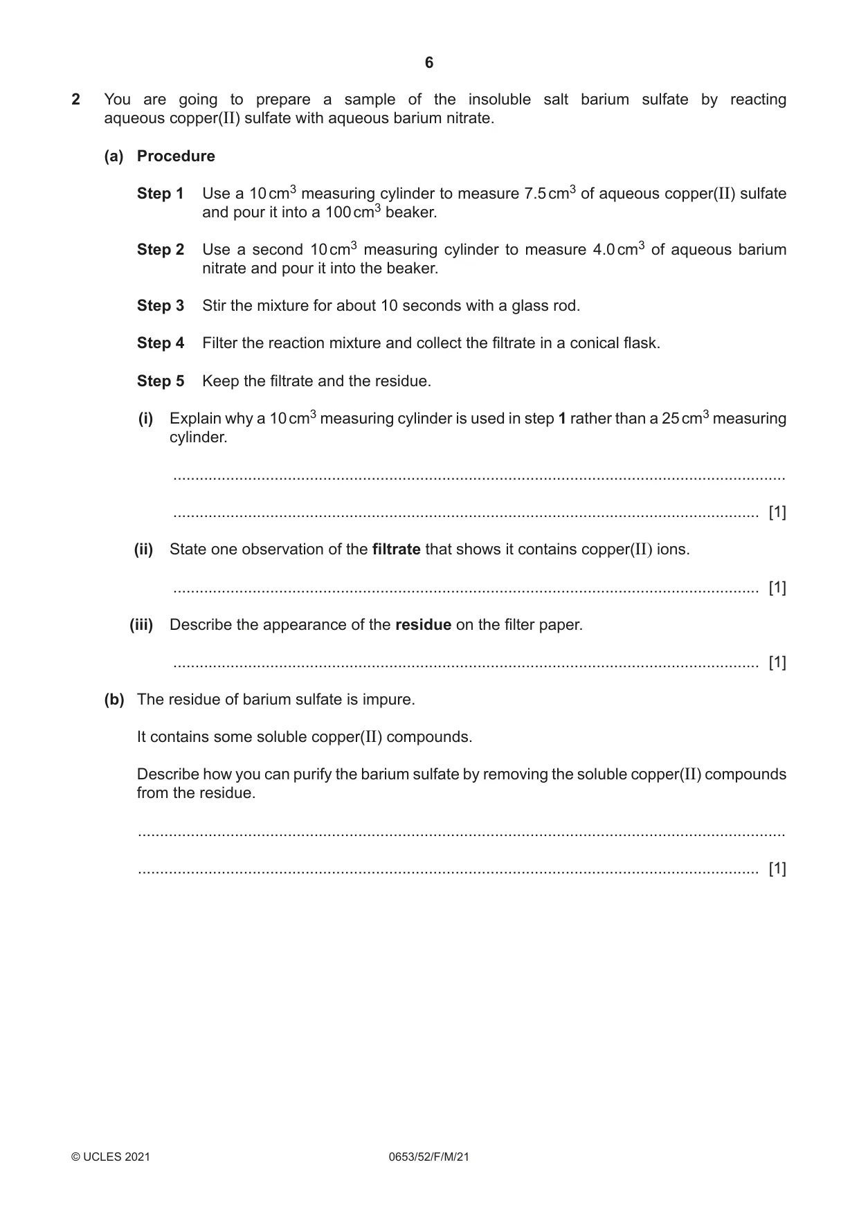Cambridge IGCSE Science - Combined 0653 2021 Feb/March Paper 5 · Variant 2 question paper, page 6 of 16