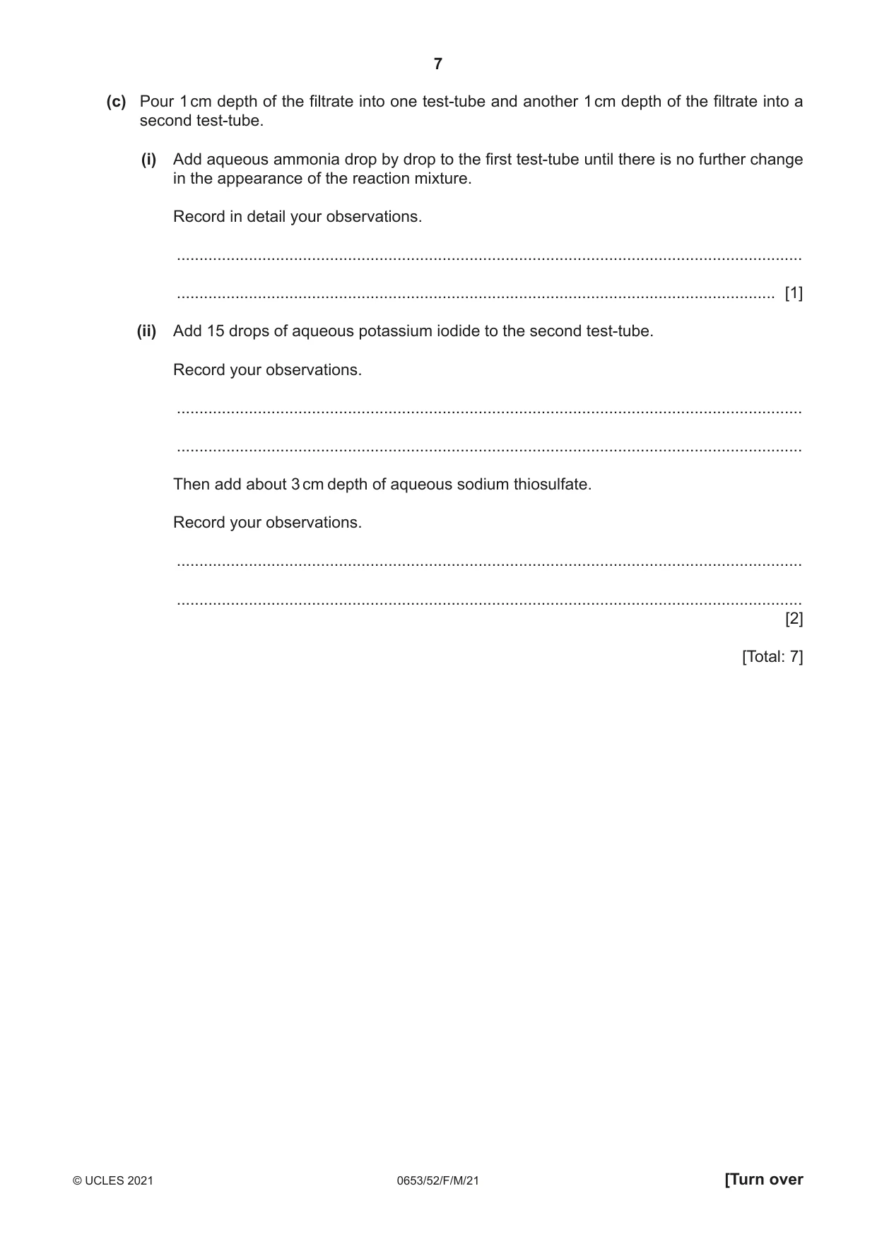 Cambridge IGCSE Science - Combined 0653 2021 Feb/March Paper 5 · Variant 2 question paper, page 7 of 16