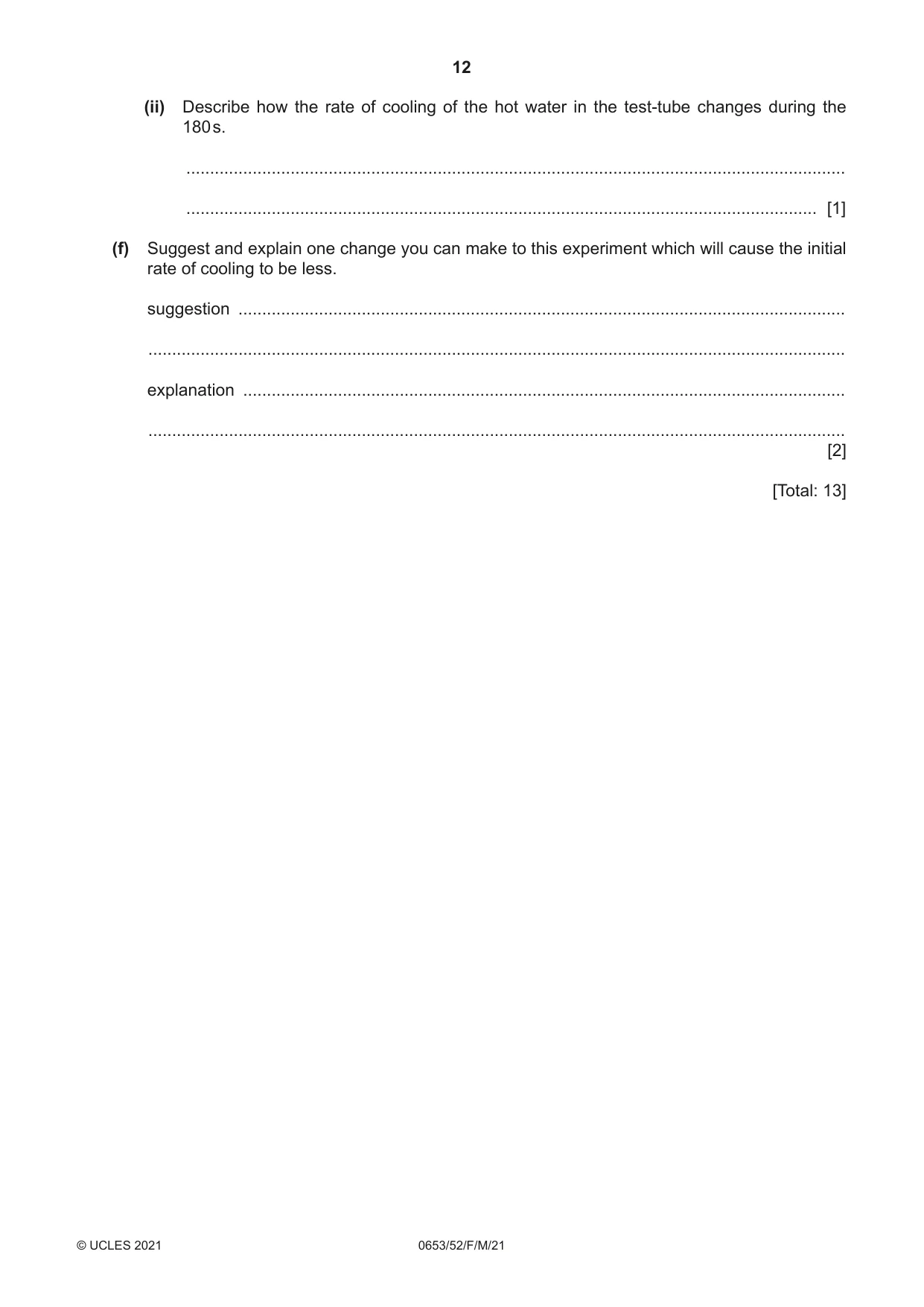Cambridge IGCSE Science - Combined 0653 2021 Feb/March Paper 5 · Variant 2 question paper, page 12 of 16