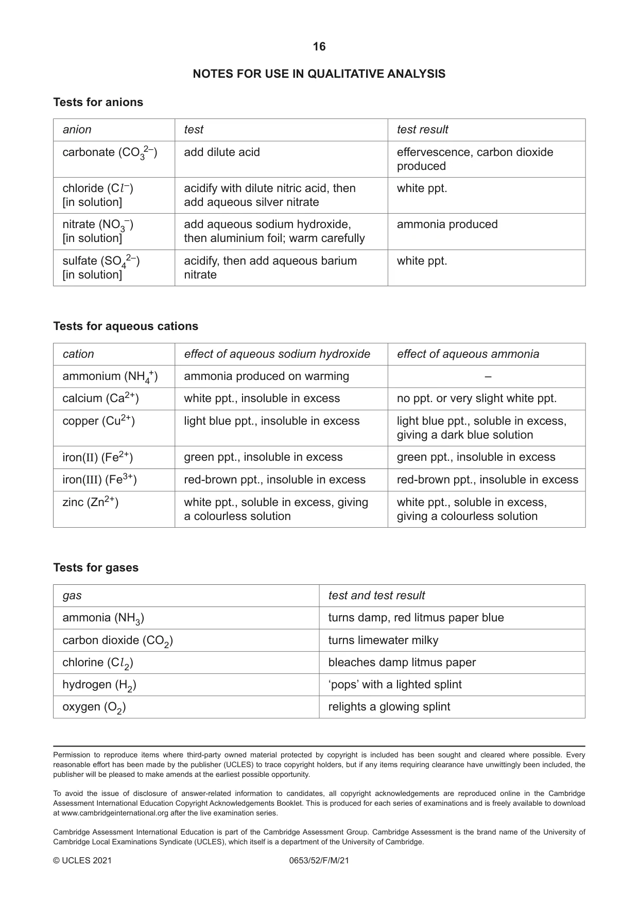 Cambridge IGCSE Science - Combined 0653 2021 Feb/March Paper 5 · Variant 2 question paper, page 16 of 16