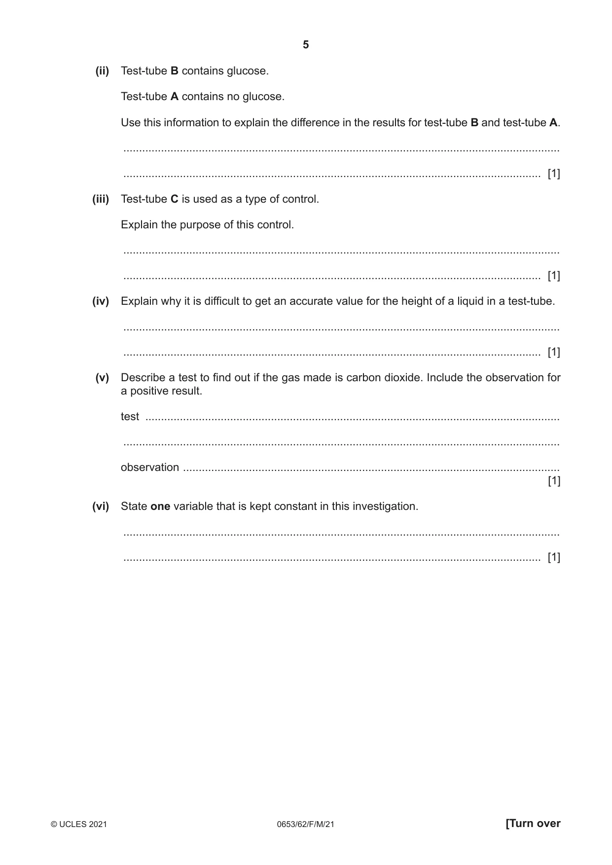 Cambridge IGCSE Science - Combined 0653 2021 Feb/March Paper 6 · Variant 2 question paper, page 5 of 16