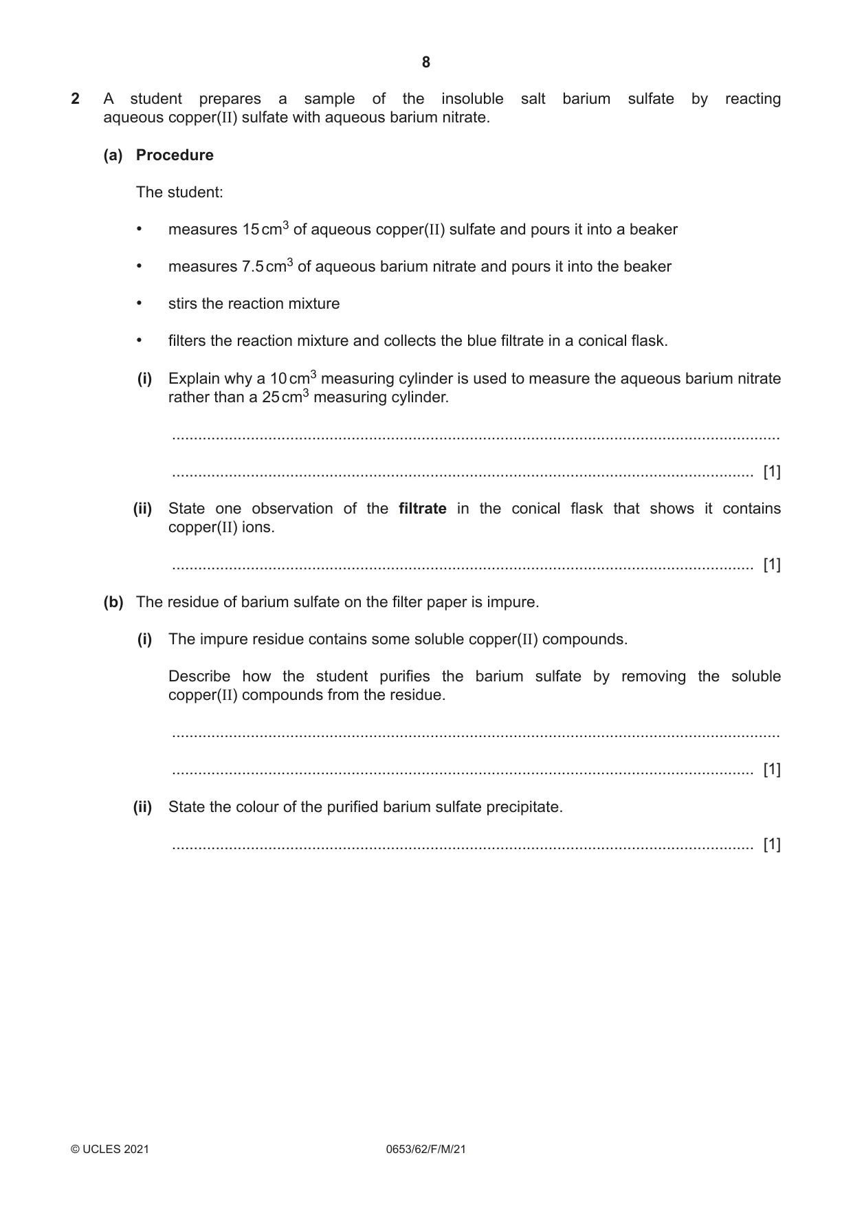 Cambridge IGCSE Science - Combined 0653 2021 Feb/March Paper 6 · Variant 2 question paper, page 8 of 16
