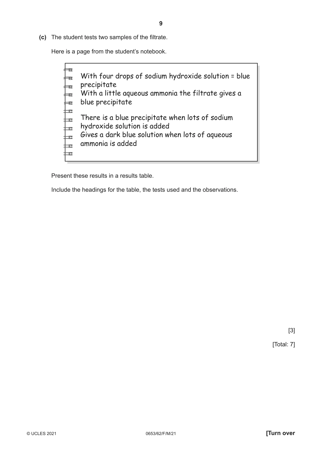 Cambridge IGCSE Science - Combined 0653 2021 Feb/March Paper 6 · Variant 2 question paper, page 9 of 16