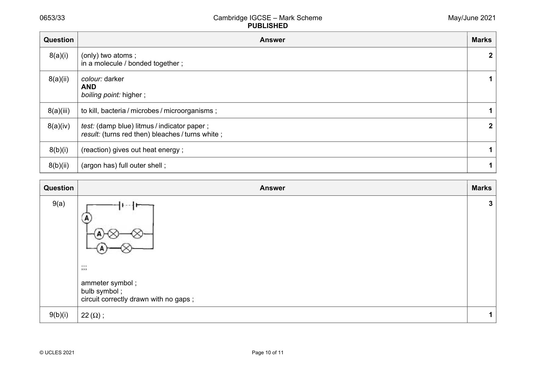 Mark scheme, page 10 of 11