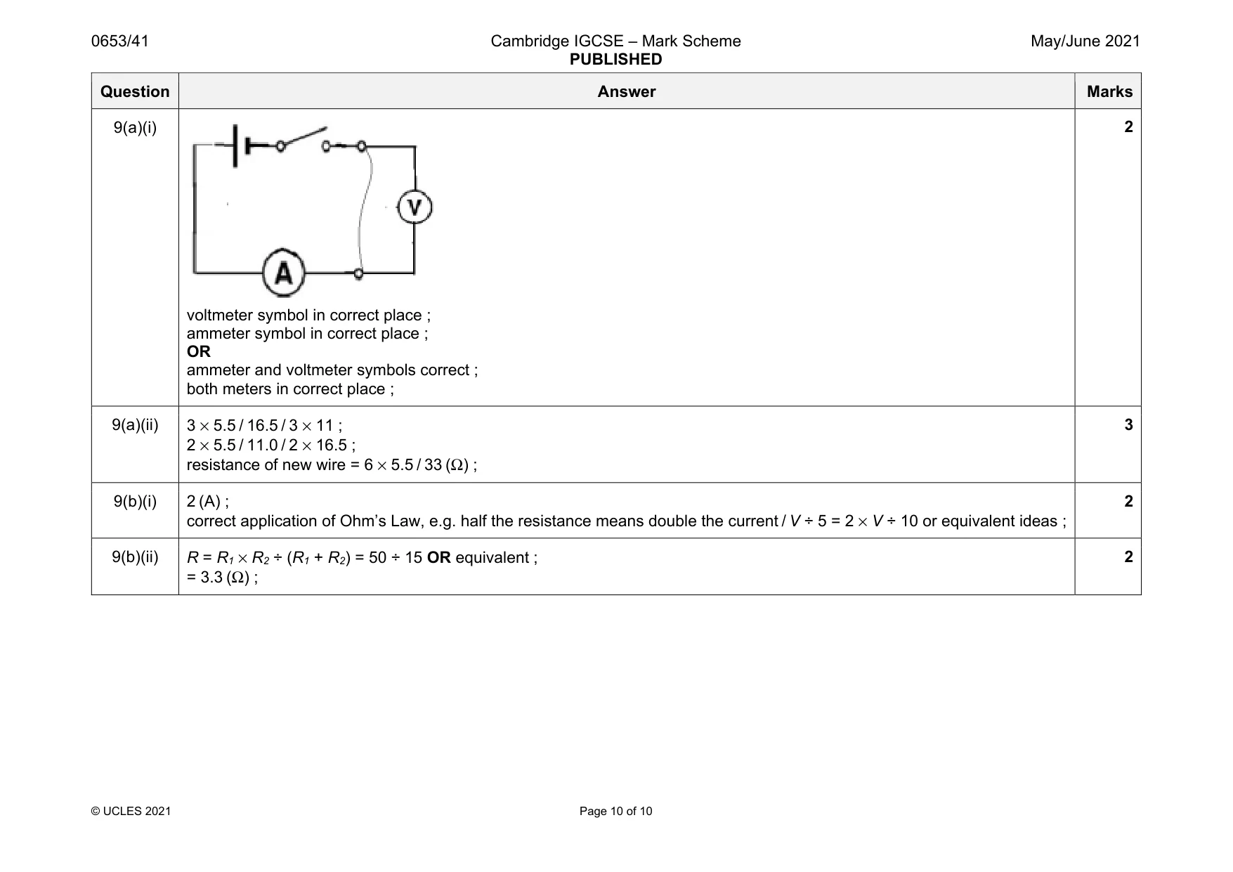 Mark scheme, page 10 of 10