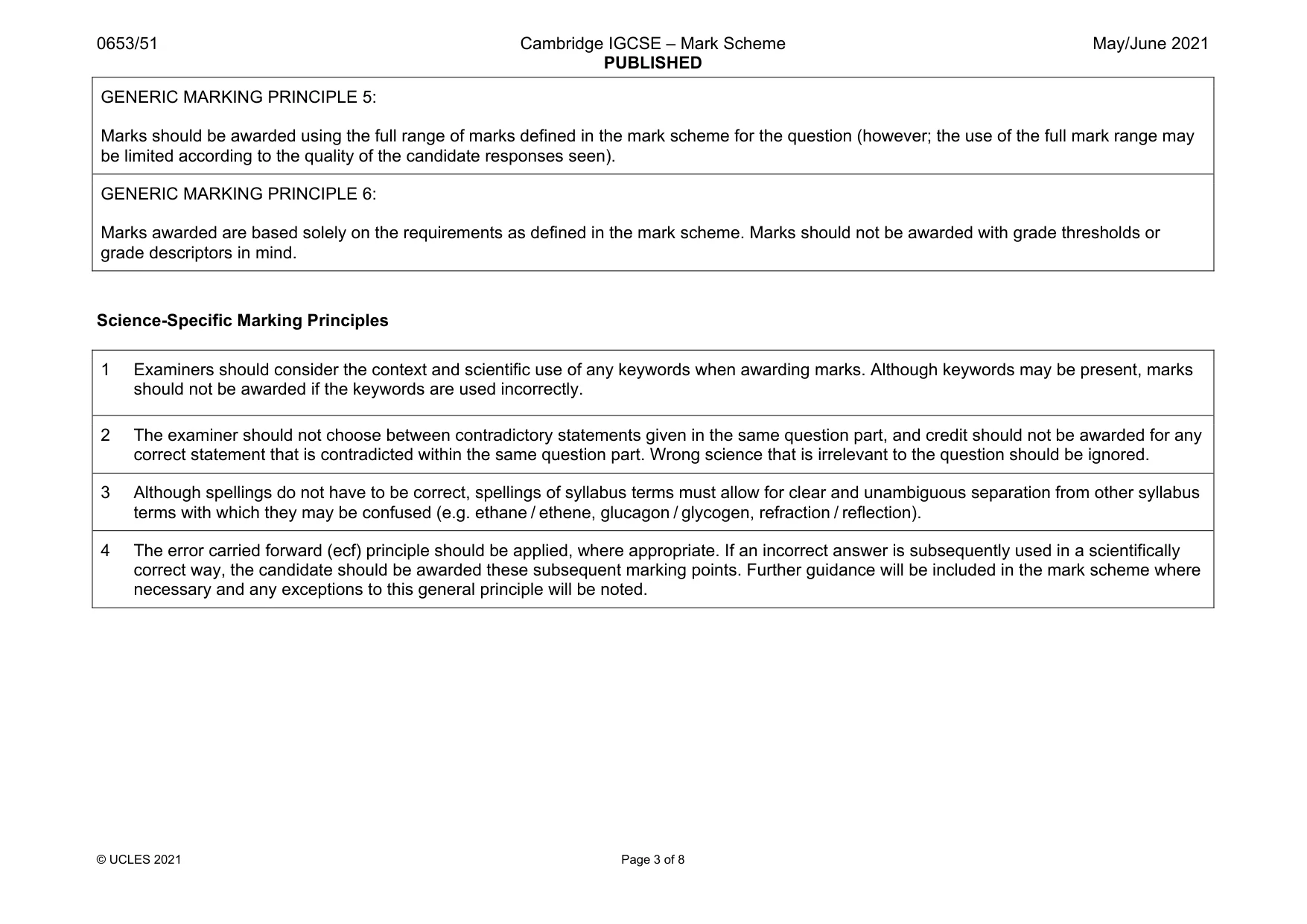 Mark scheme, page 3 of 8