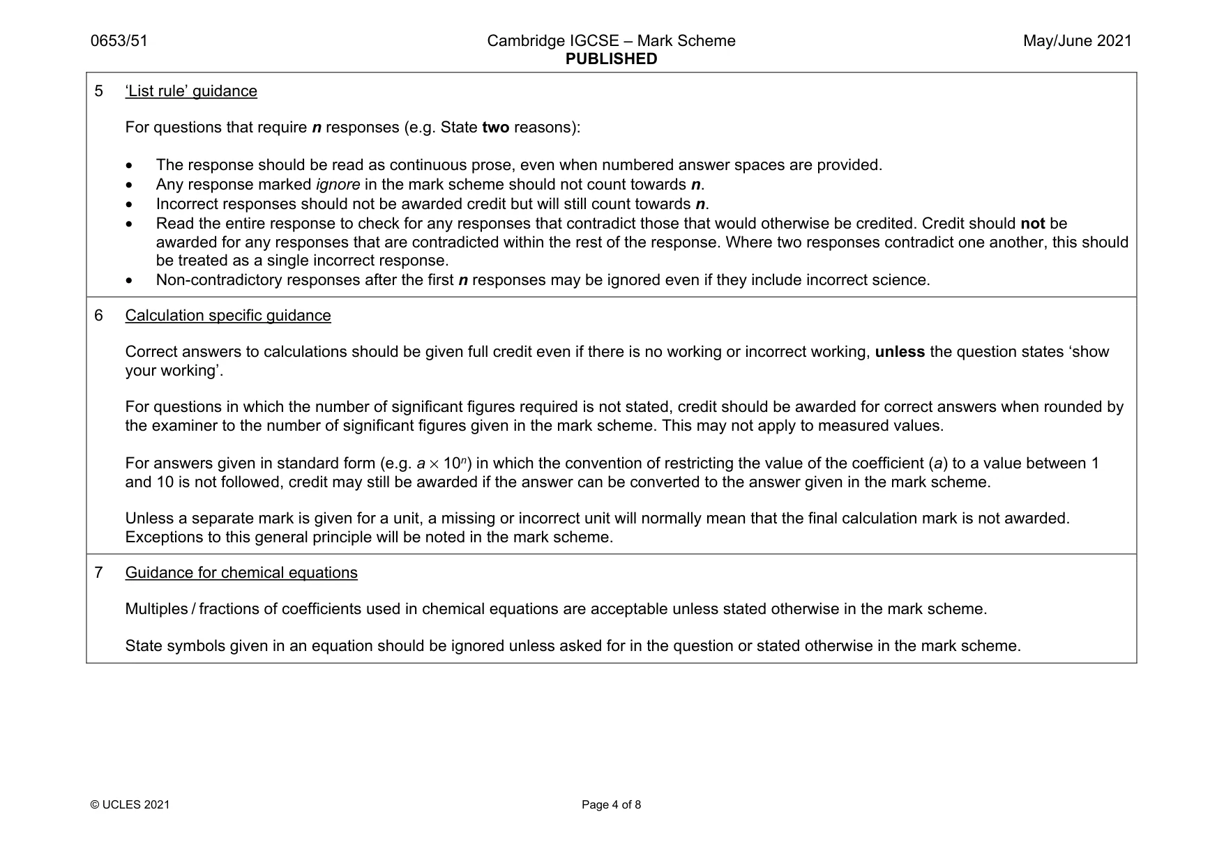 Mark scheme, page 4 of 8