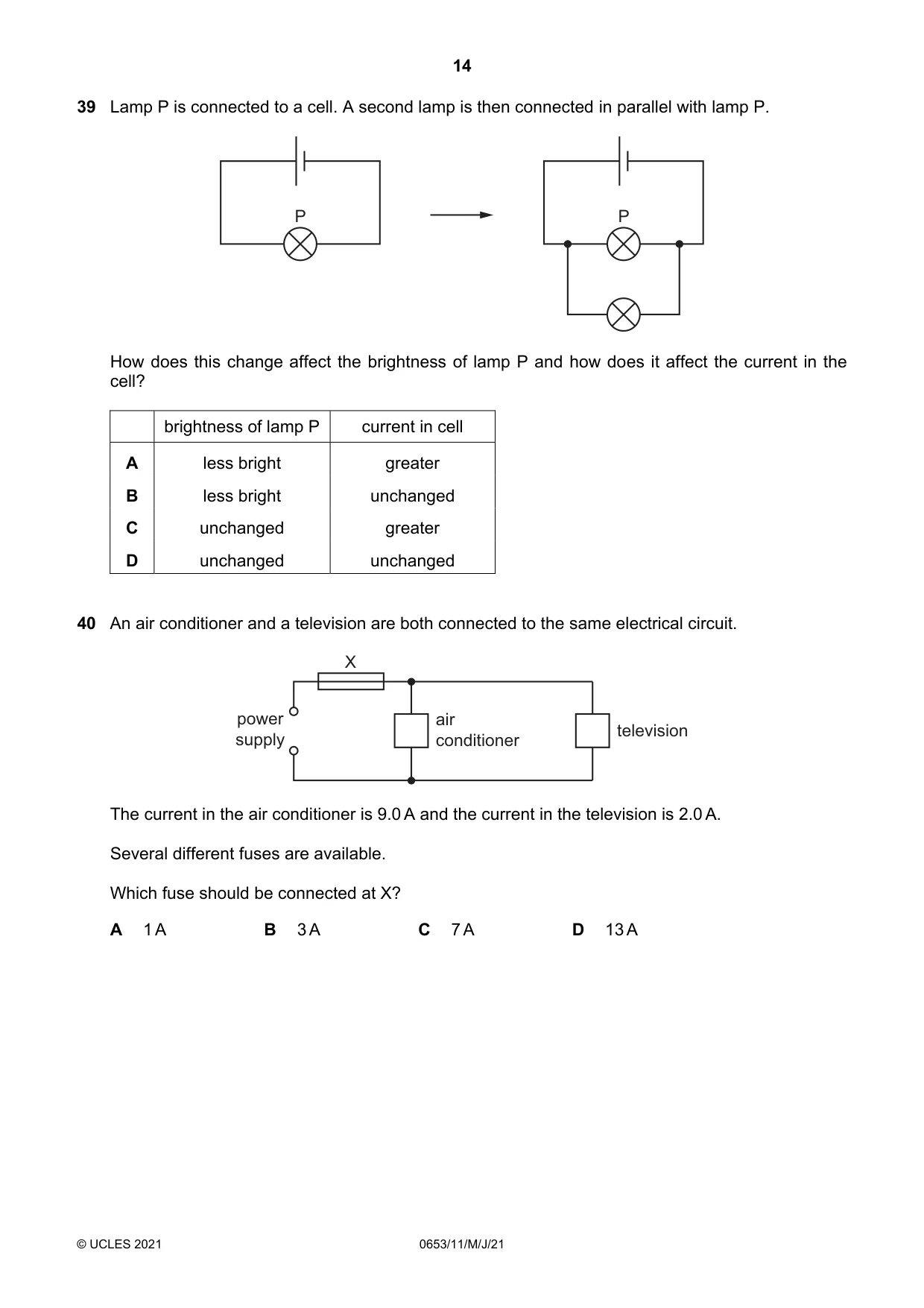 Cambridge IGCSE Science - Combined 0653 2021 May/June Paper 1 · Variant 1 question paper, page 14 of 16